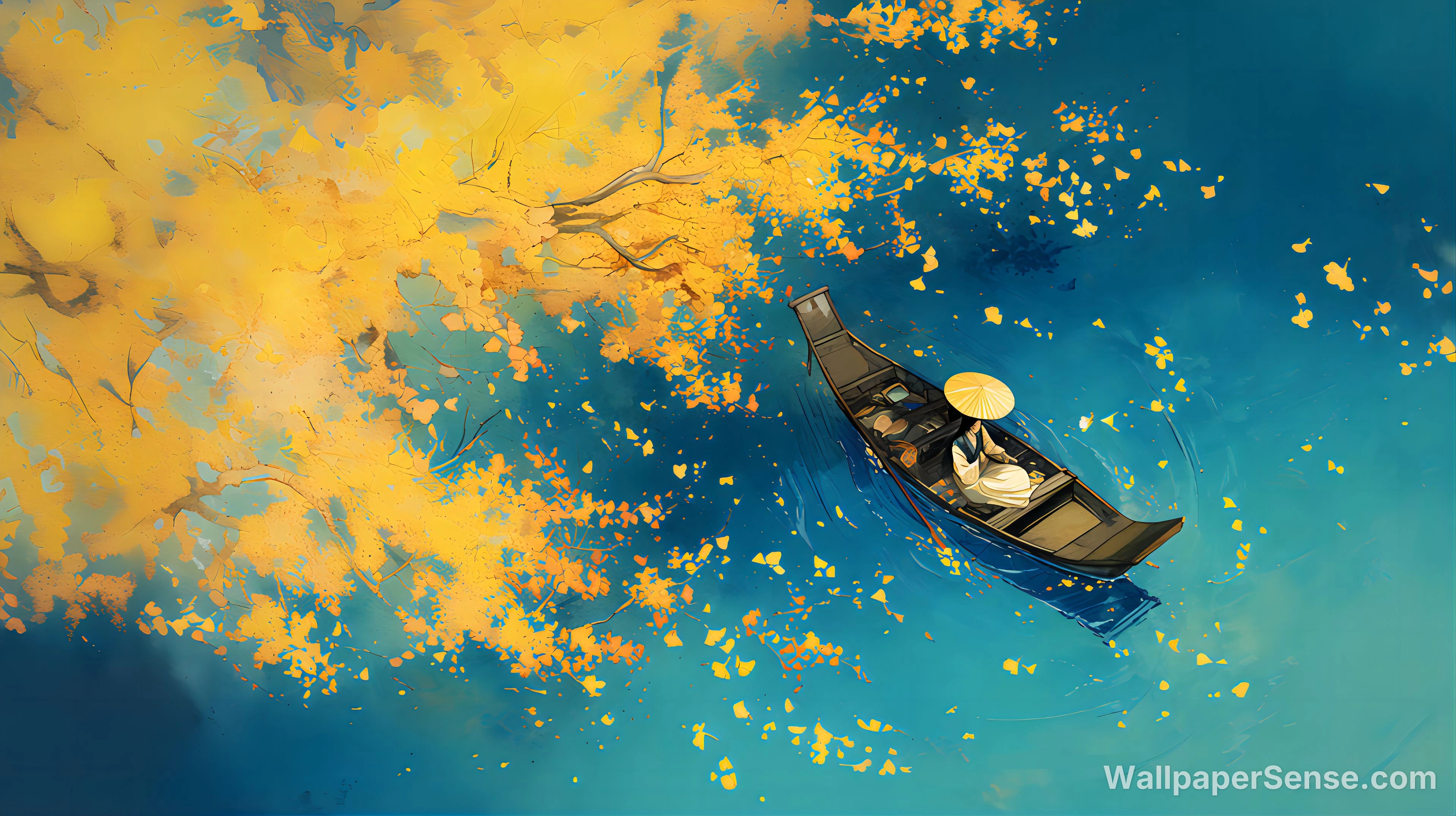 Chinese Style Autumn Maple Lake 8K Desktop Wallpaper