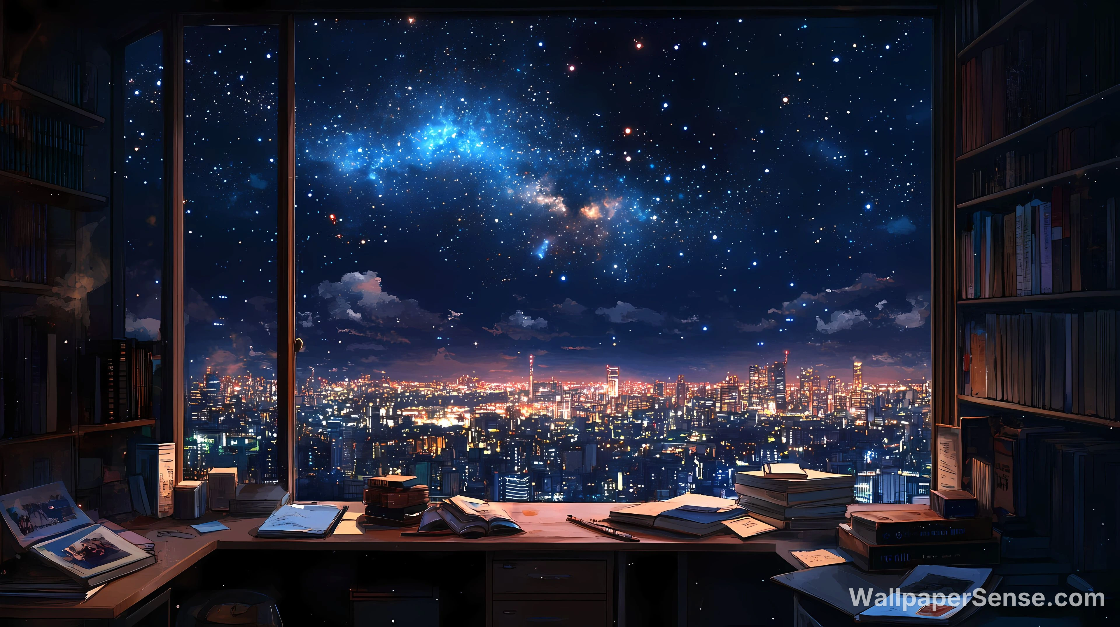 Urban Night Sky Cityscape 4K Desktop Wallpaper