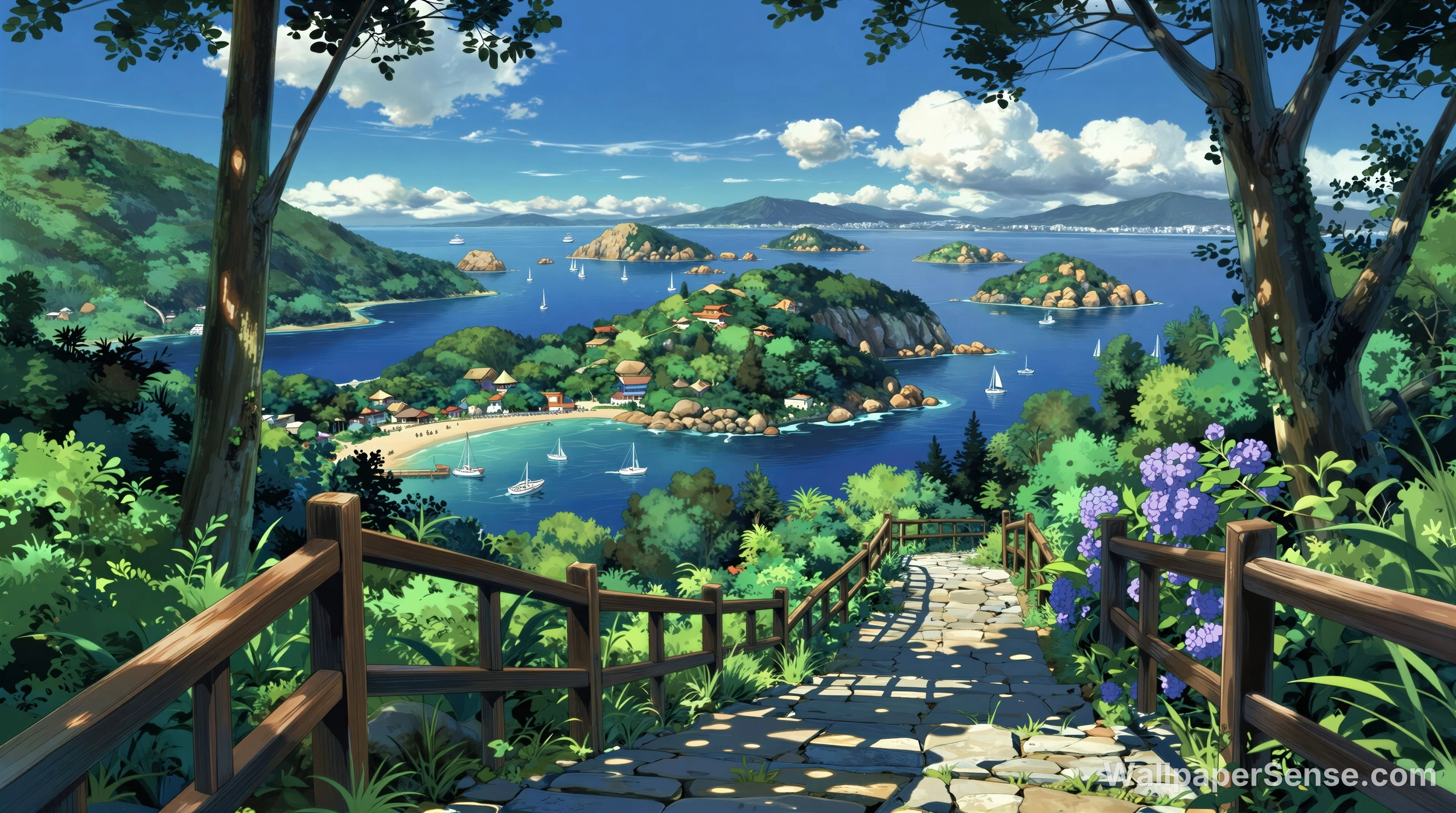 Japanse kustdorp 8K Ultra HD bureaubladachtergrond - Premium wallpaper in 8000x4464 resolution