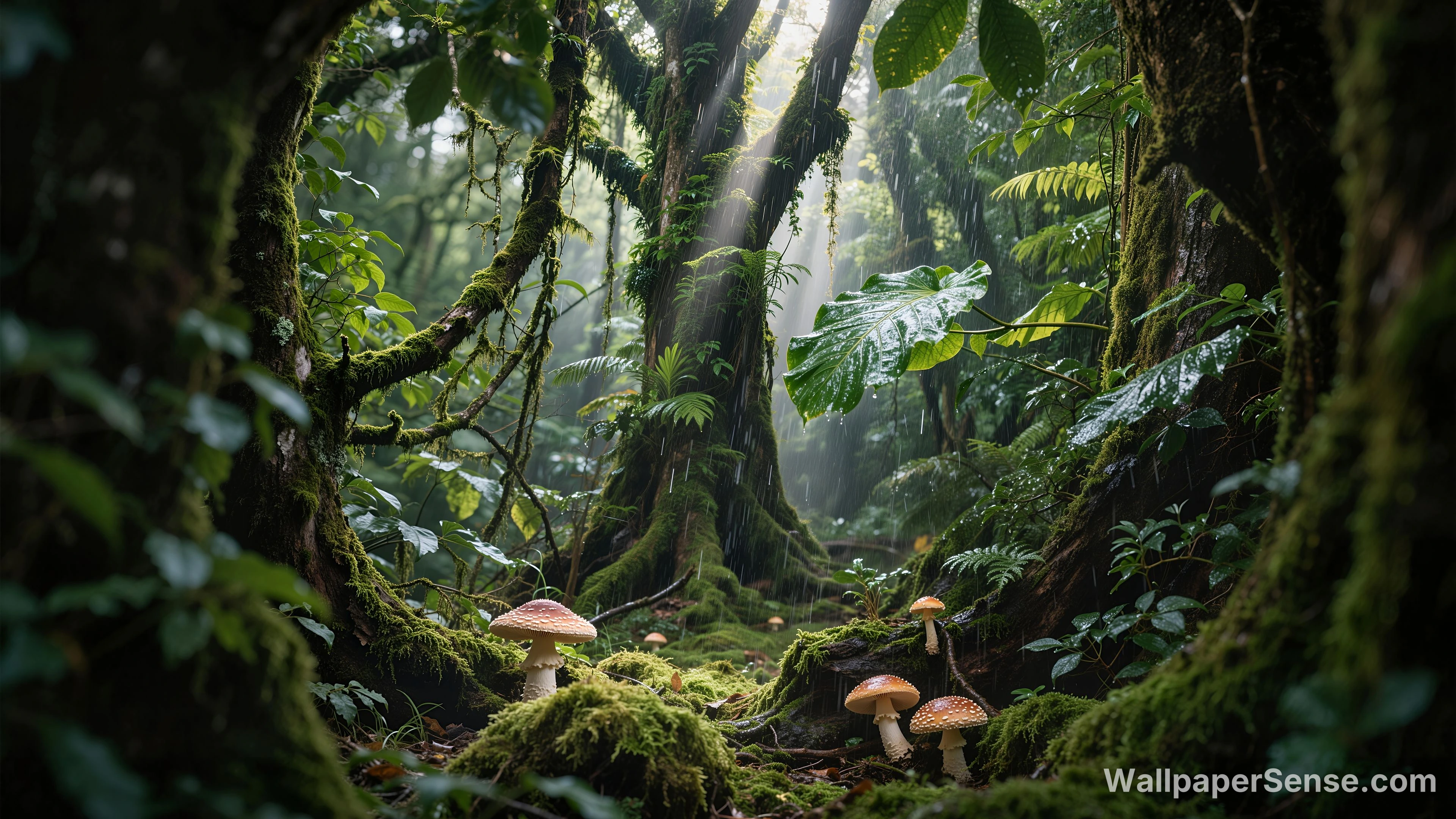 Fantasy-skov-svampe 8K ultra HD-desktopbaggrund