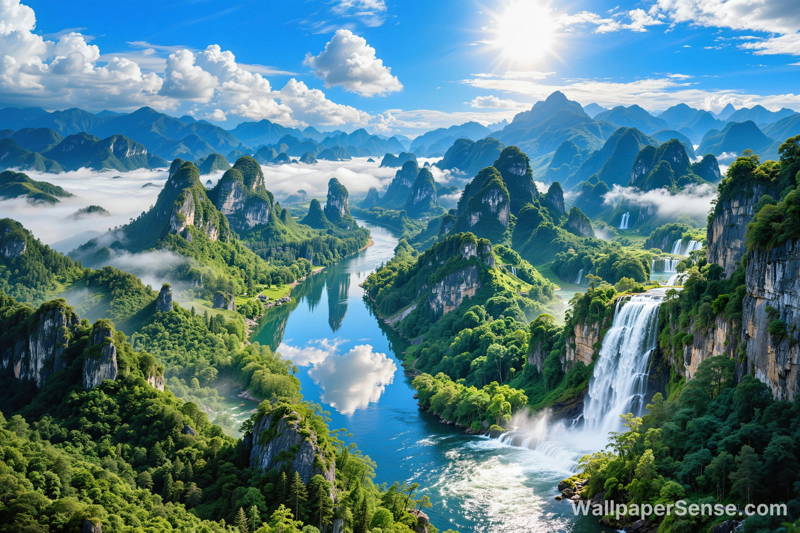 Ink-Wash Landscape 8K Desktop Wallpaper Pack - Chinese Style Landscape Canyon 8K Ultra HD Desktop Wallpaper