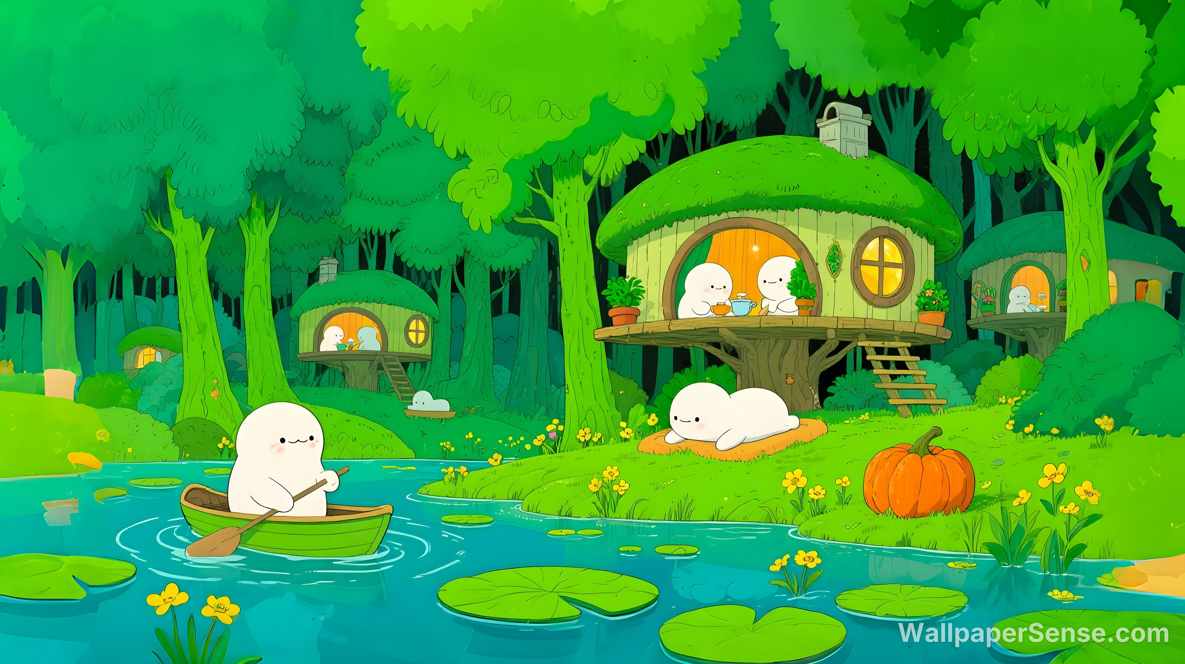 可愛森林小屋 4K 桌面壁紙