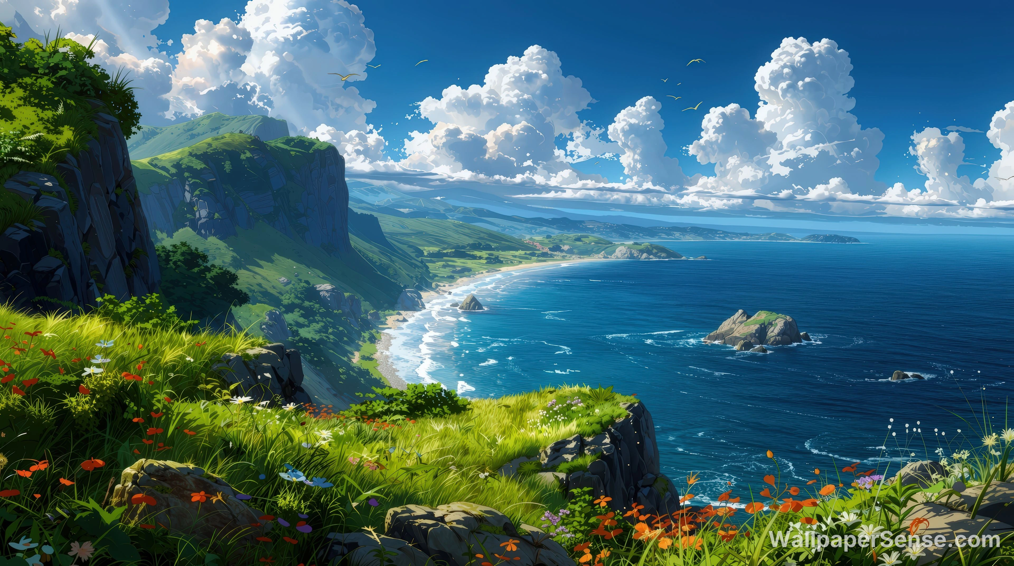 Studio Ghibli Kustklip 4K Bureau-Wallpaper
