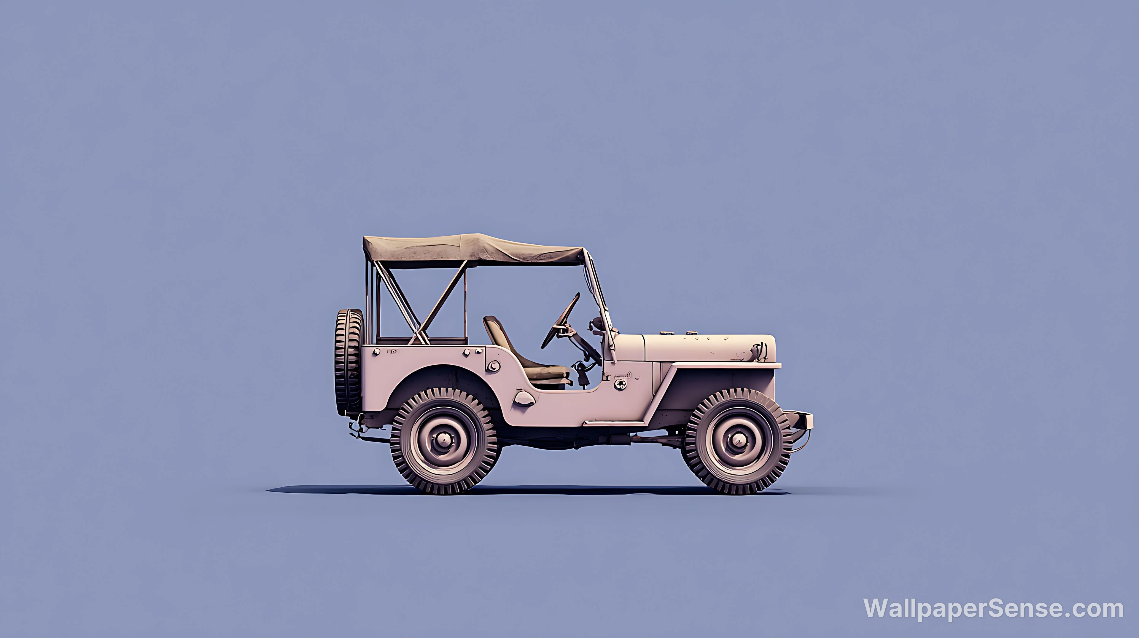 Minimalistní vintage jeep 4K stolní pozadí