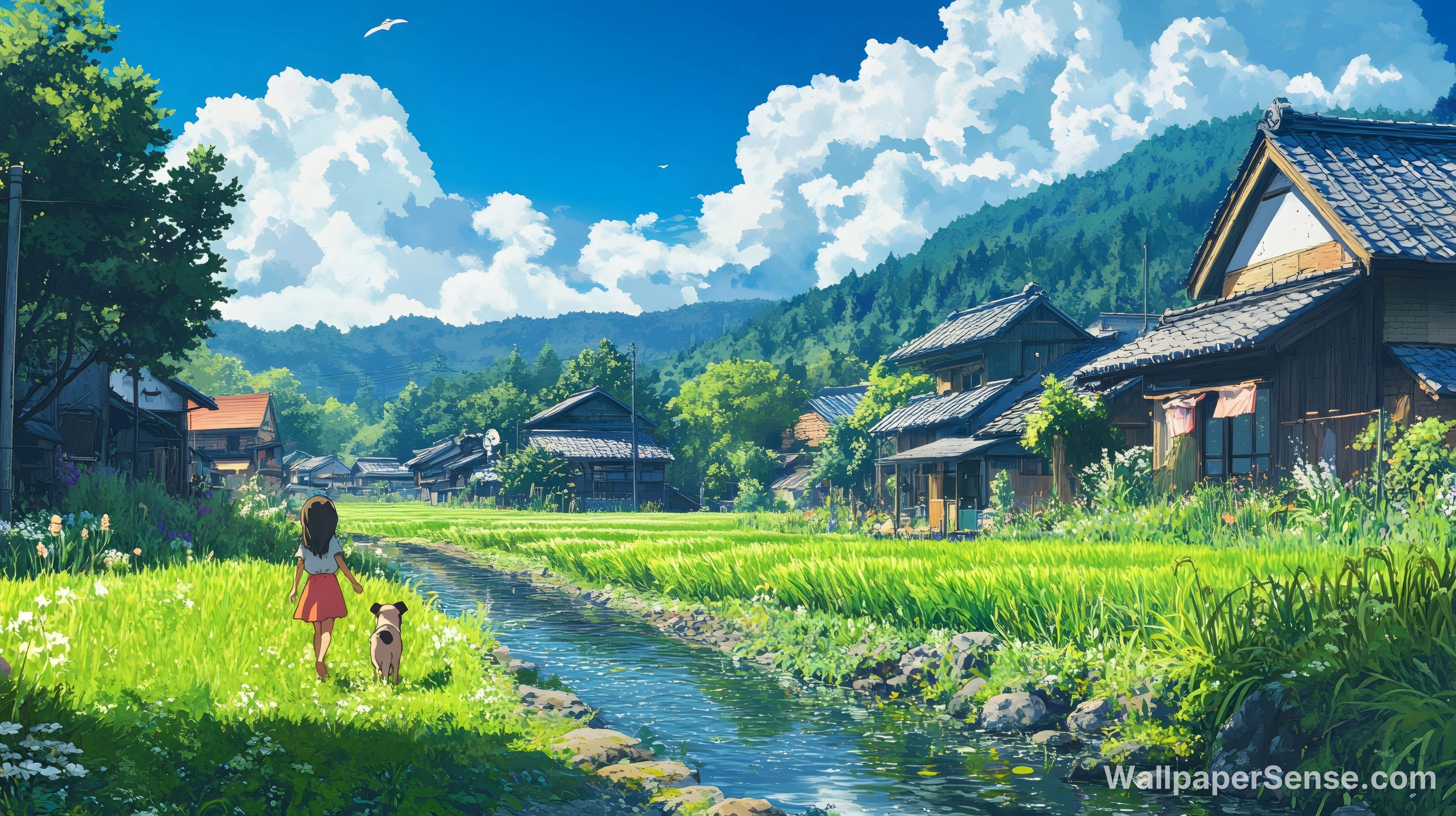 Japonský venkovský motiv 8K Ultra HD pozadí pro plochu