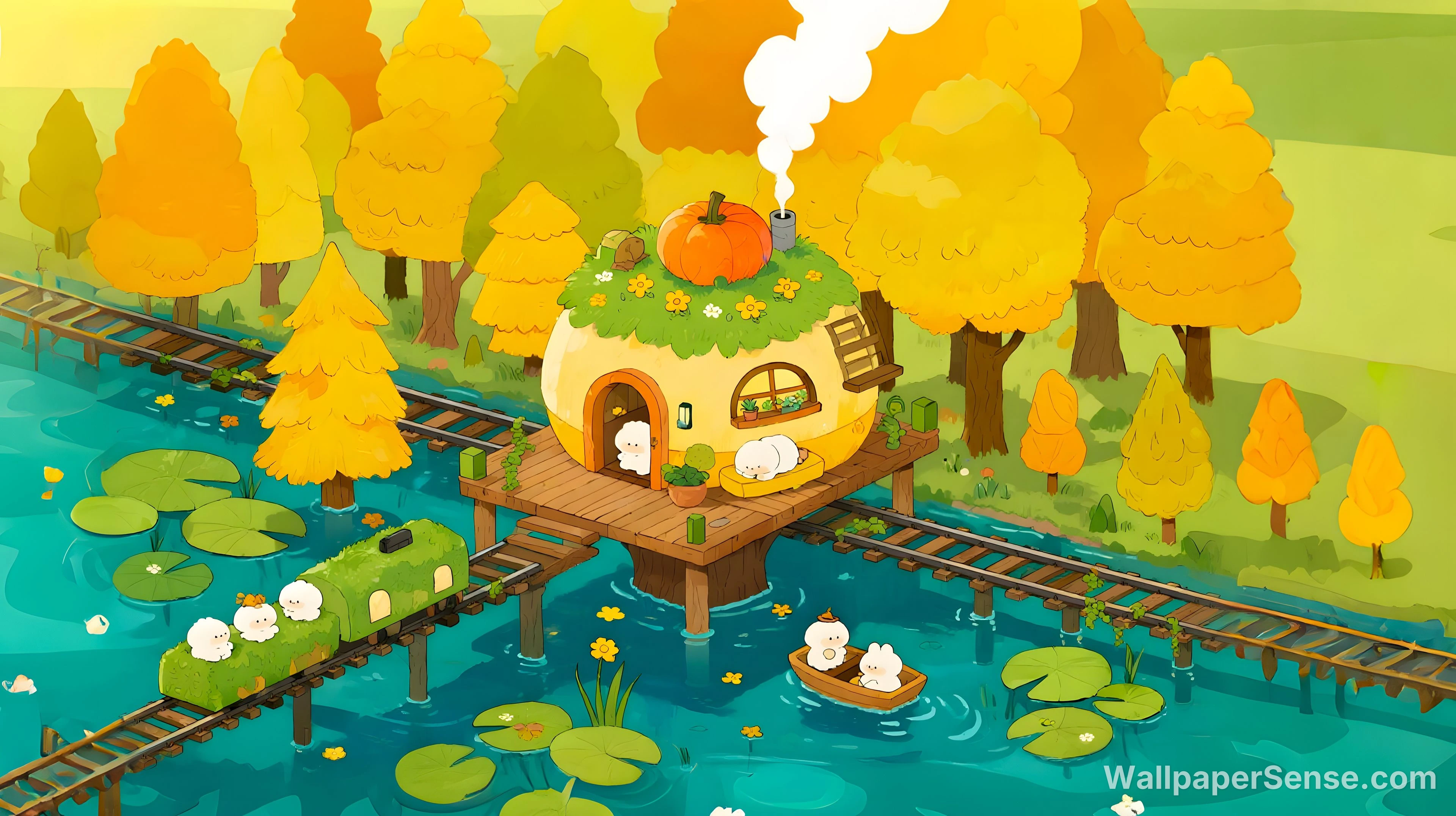 Cartoon-ikuisen metsän mökki 4K työpöytätaustakuva - Free wallpaper in 5824x3264 resolution