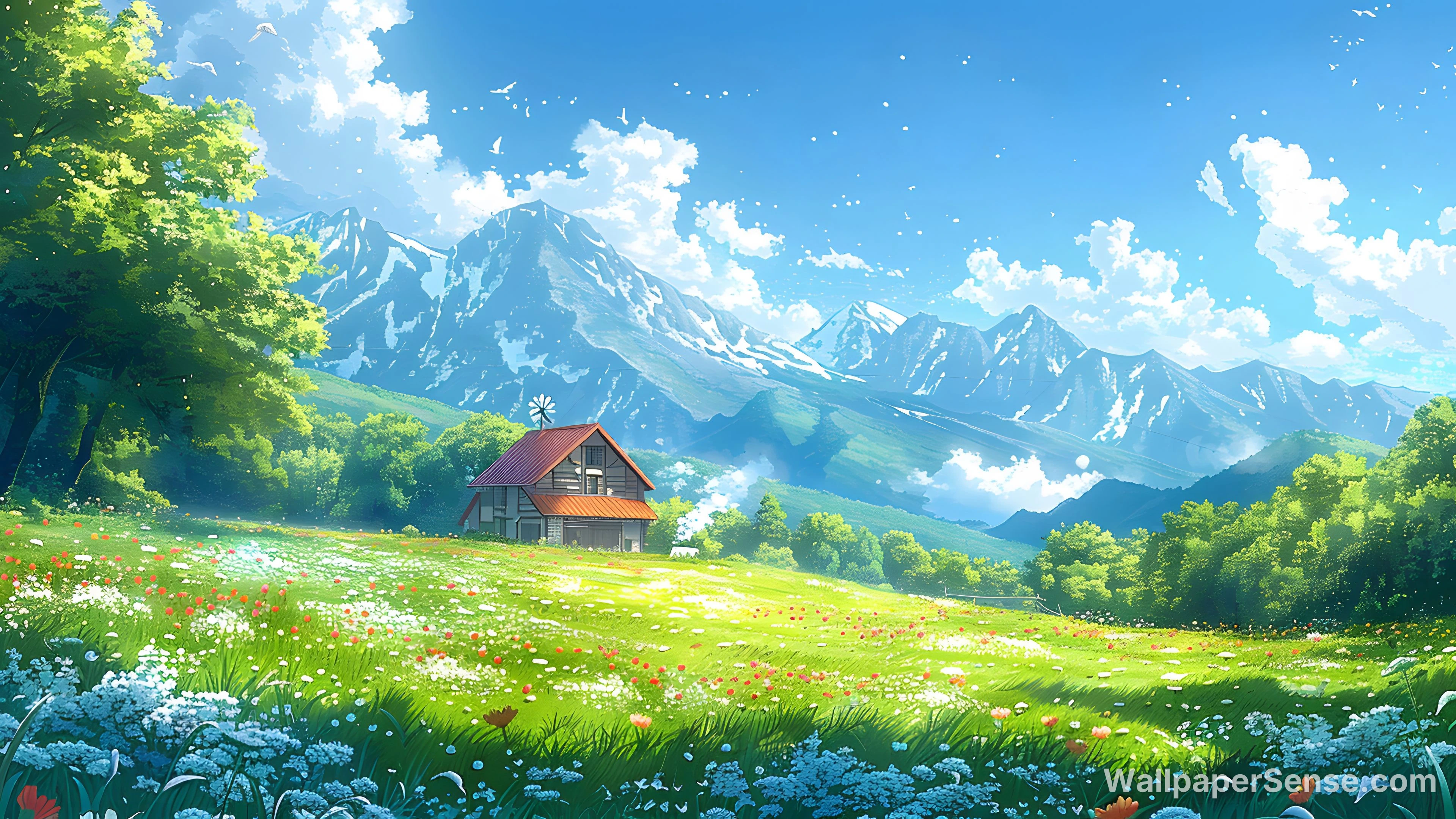 Japanese-style Cottage in田园 Landscape 8K Desktop Wallpaper