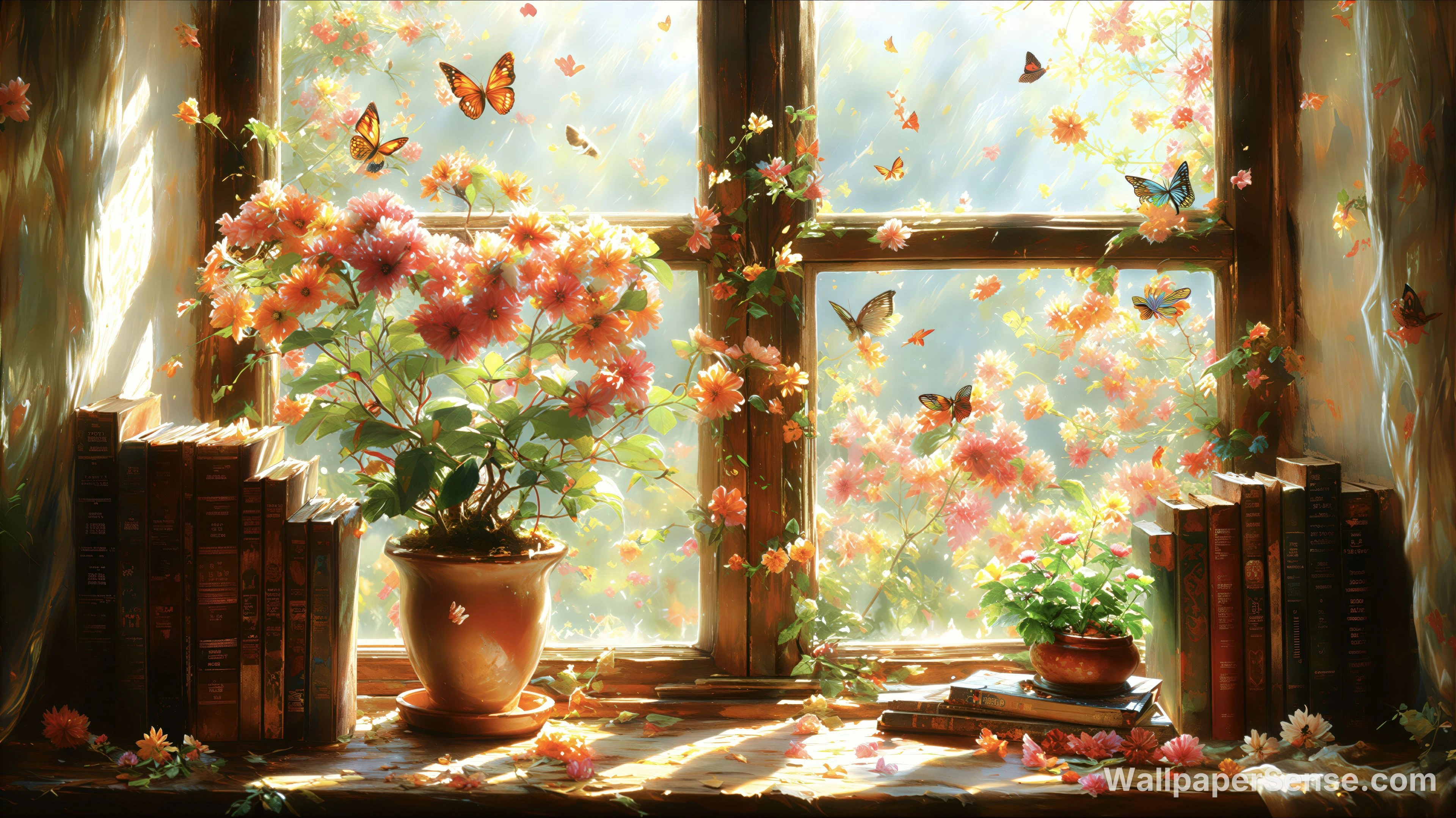 Oriental Art Window Garden 8K Ultra HD Desktop Wallpaper - Premium wallpaper in 8000x4496 resolution