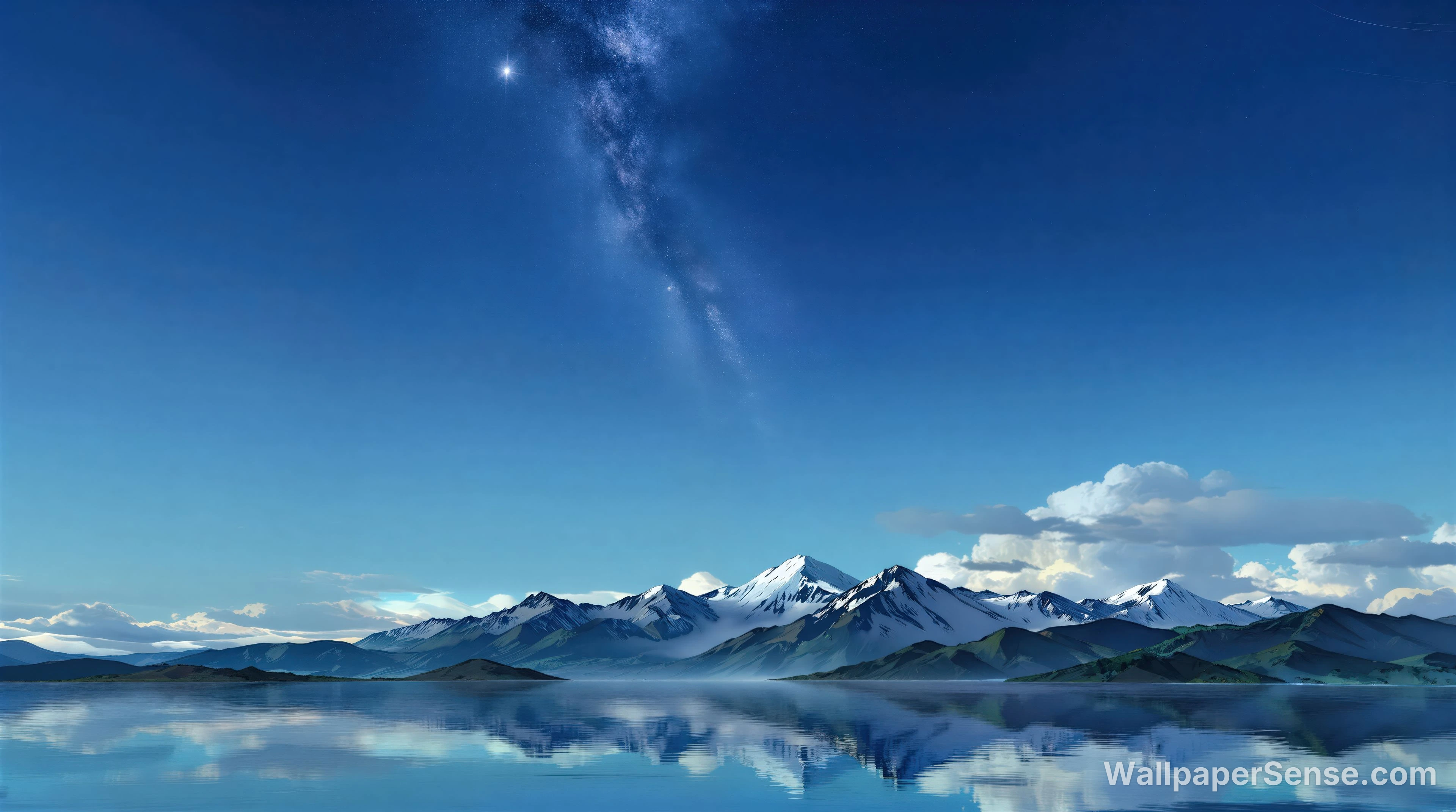 Orientální umění horský jezero 8K ultra HD stolní pozadí