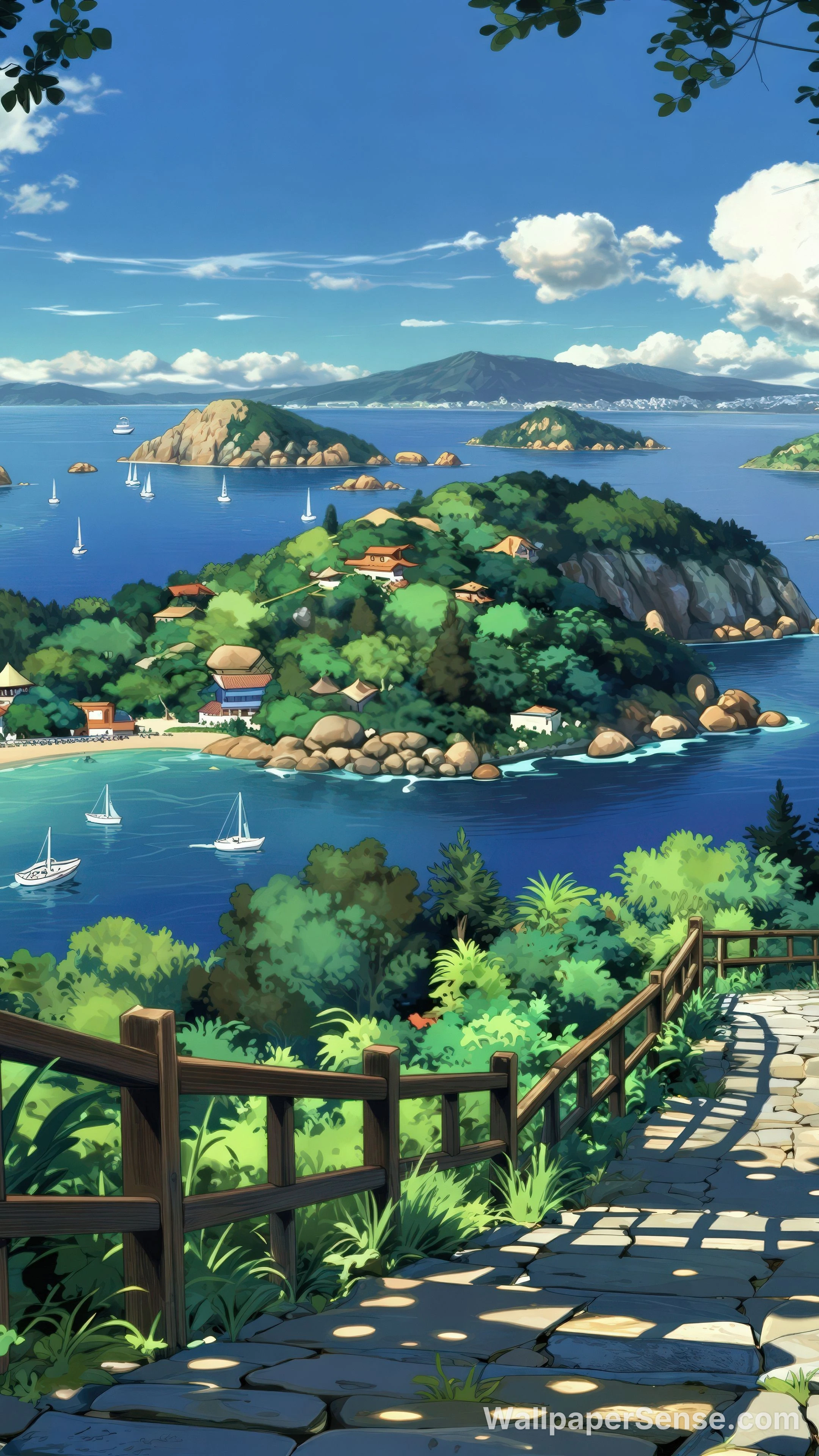 日式海岸村庄 8K 超高清手机壁纸 - Premium wallpaper in 2511x4464 resolution