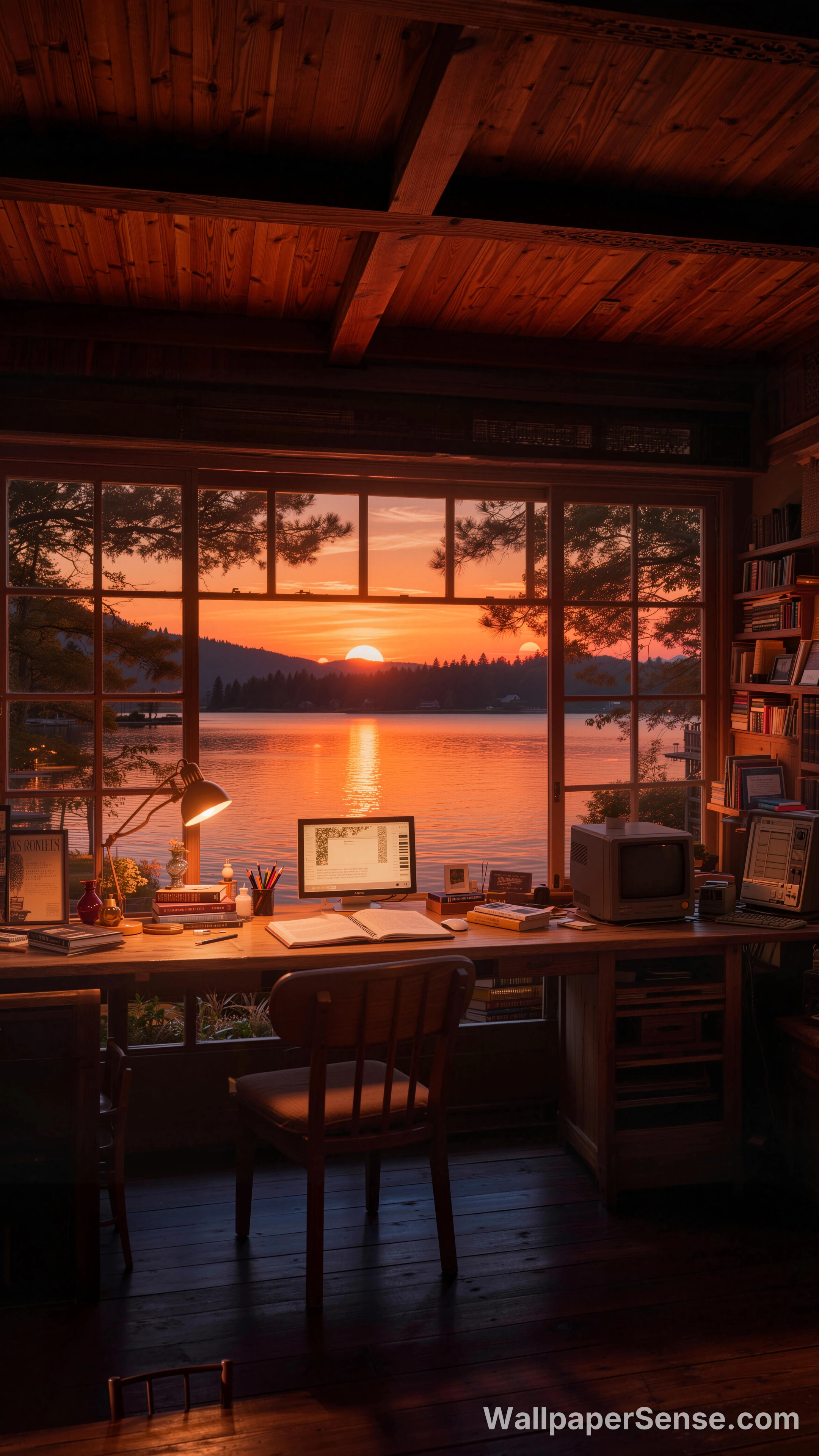 Nordisk søside solnedgang 8K desktopbaggrund