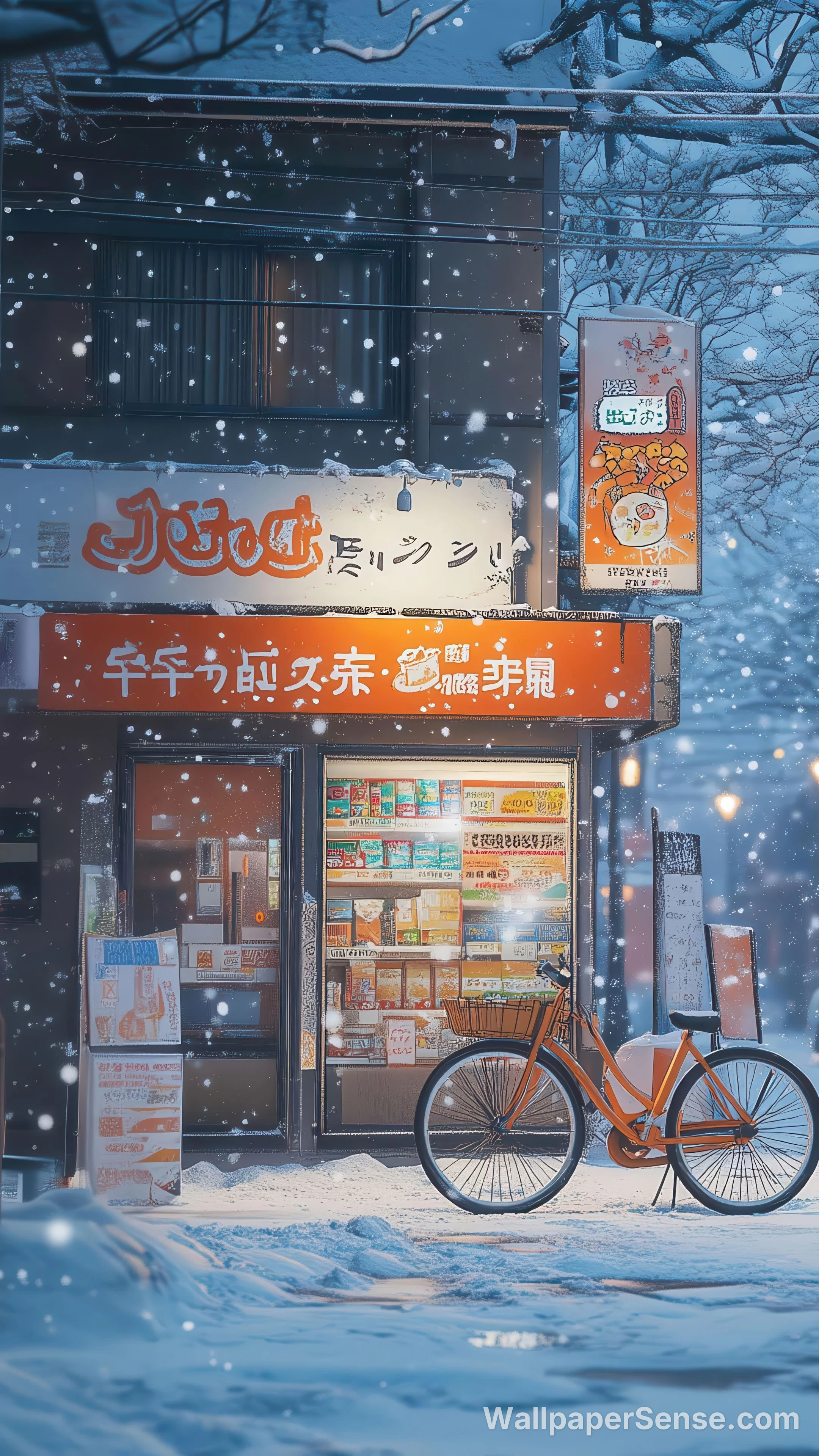 Japonská zimní obchodní automat 8K ultra HD mobilní pozadí