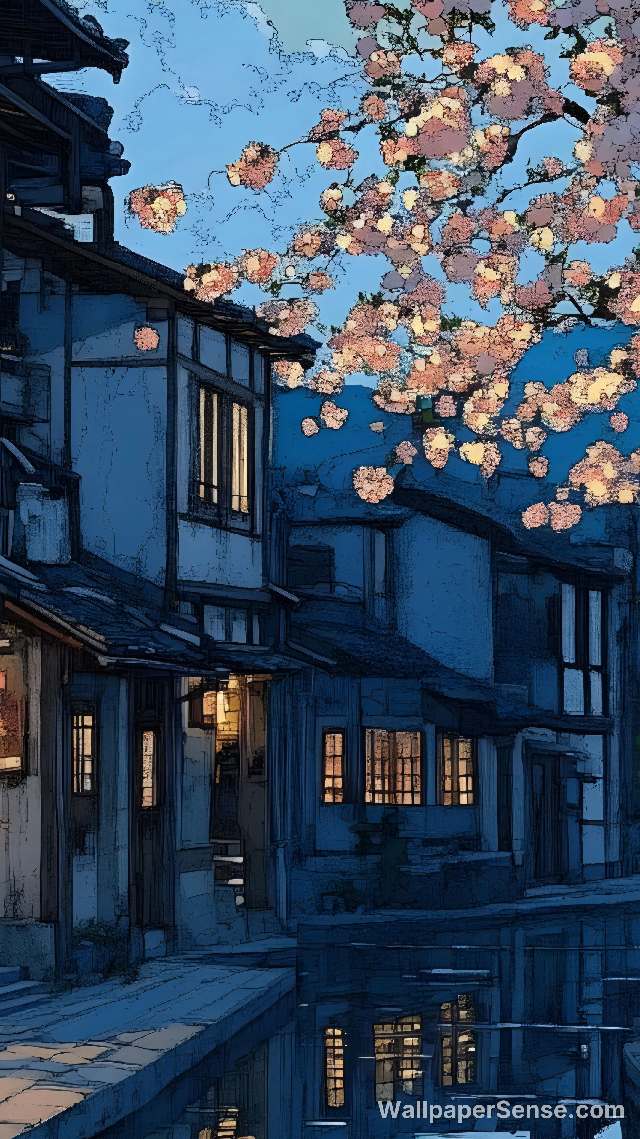 Japonská vesnice s výhonky 8K Ultra HD mobilní pozadí