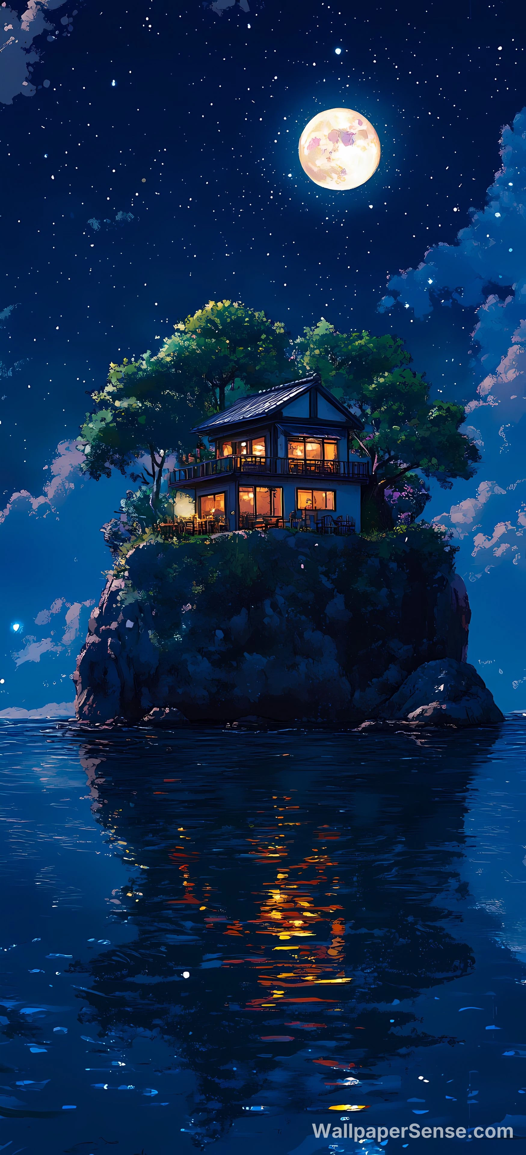 Japonská ostrovní chata 8K ultra HD mobilní pozadí