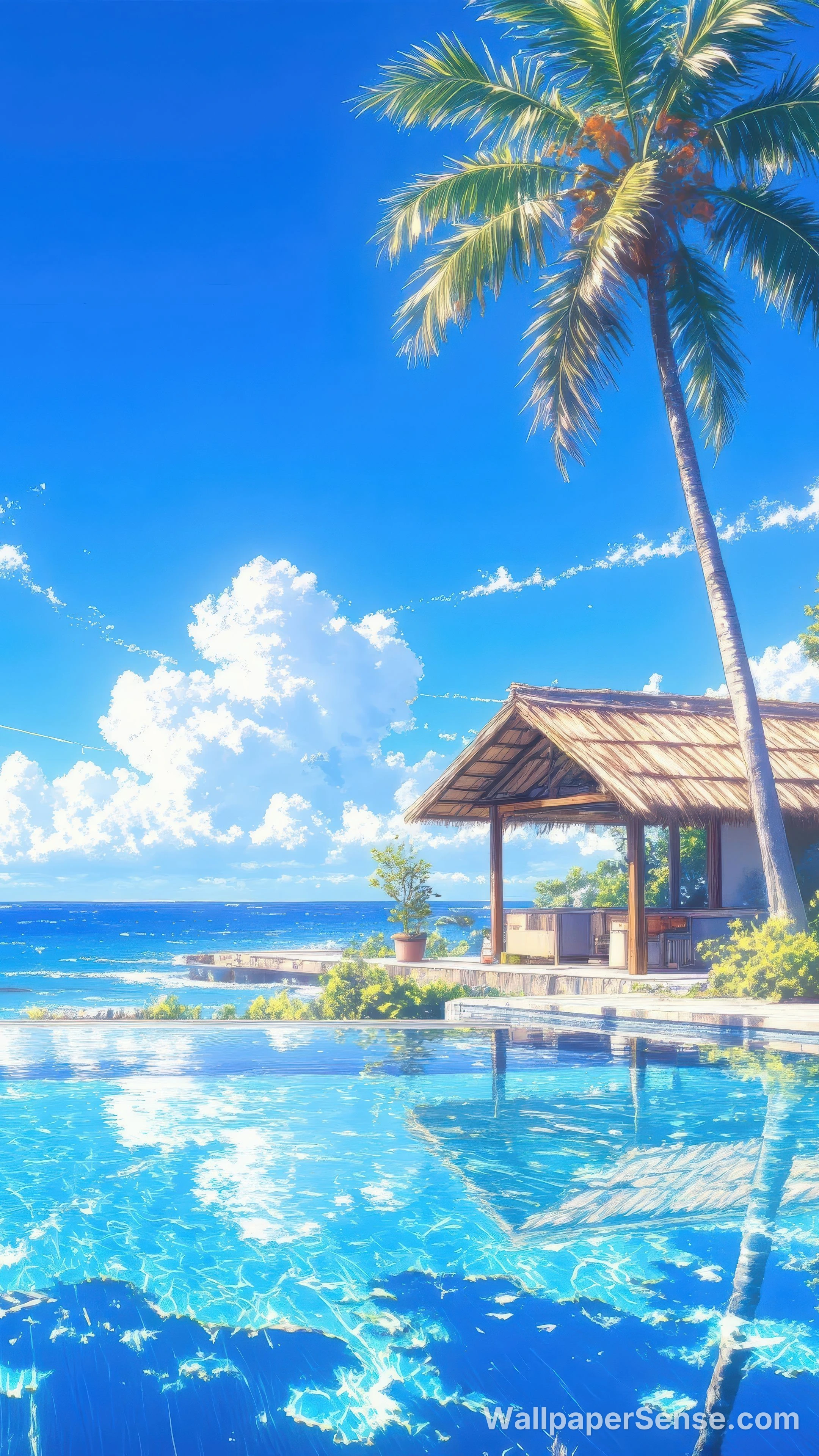 热带海滩度假村 8K 超高清手机壁纸 - Premium wallpaper in 2880x5120 resolution