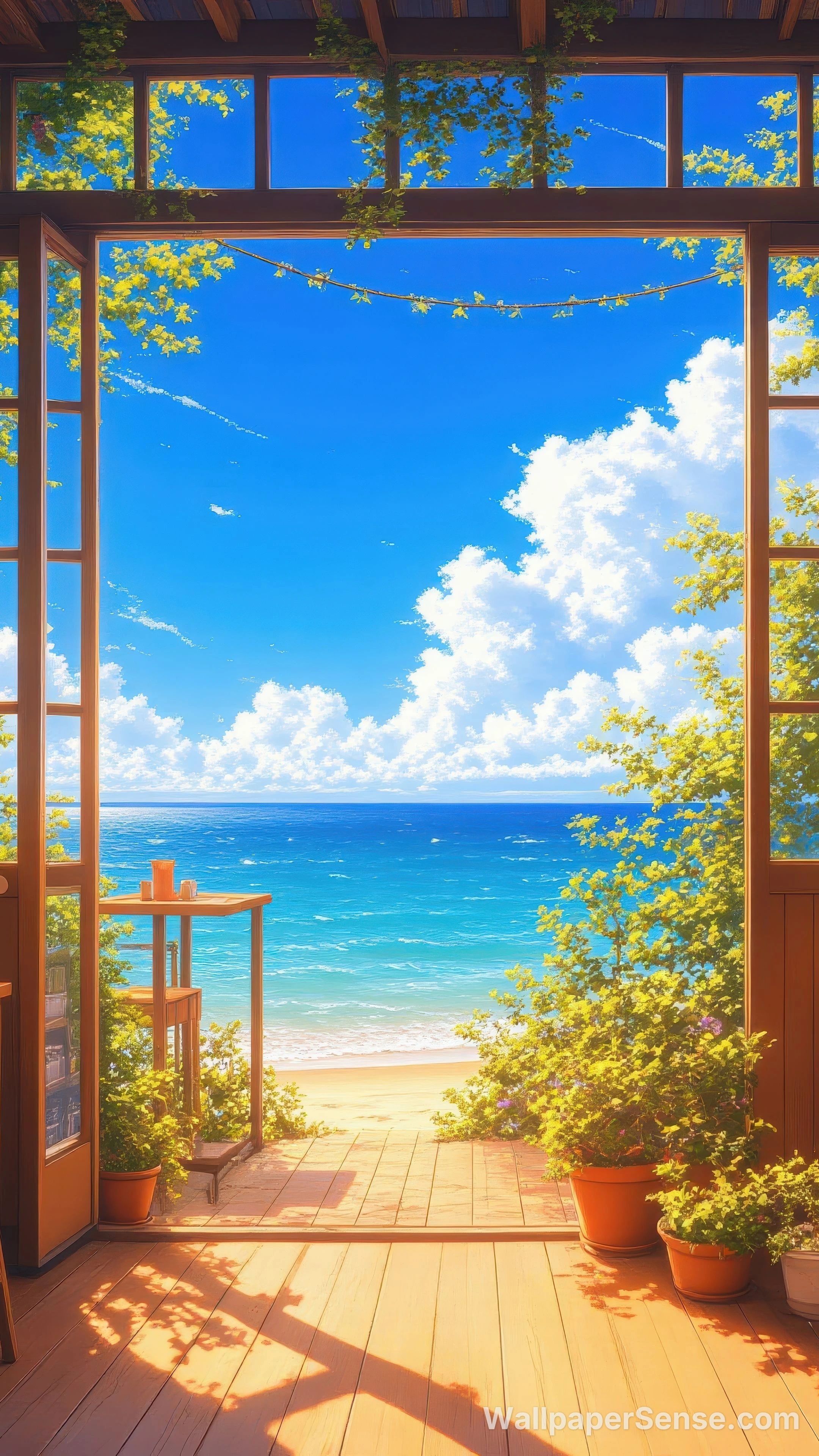 日式海岸露台 8K 超高清手机壁纸 - Premium wallpaper in 2880x5120 resolution
