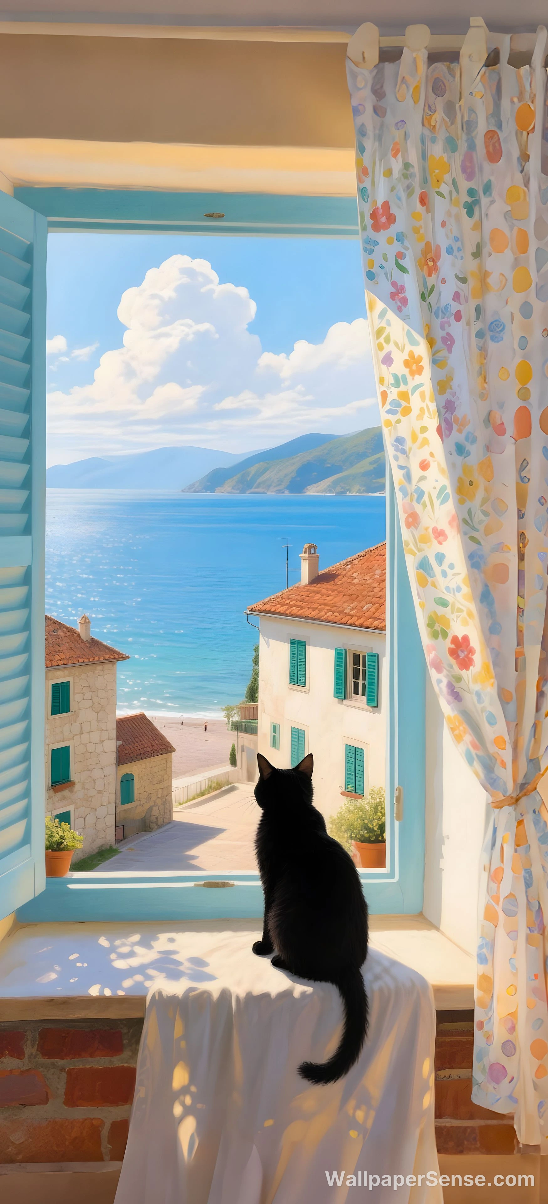 Vue de chat sur la côte méditerranéenne 8K Ultra HD pour téléphone