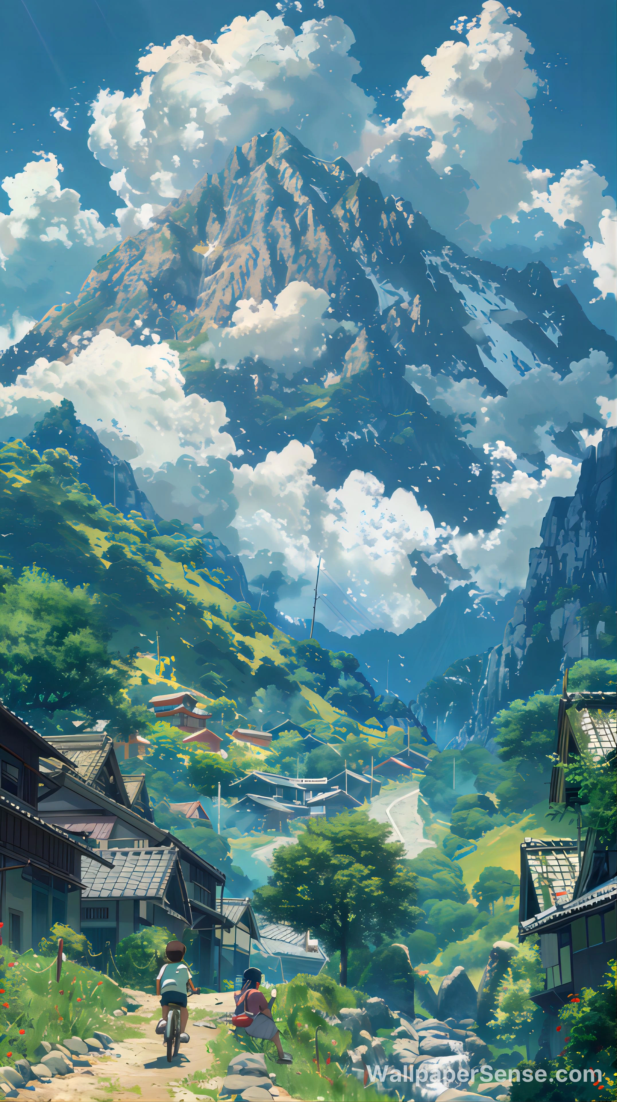 Studio Ghibli-Style Valley Village 8K Desktop Wallpaper