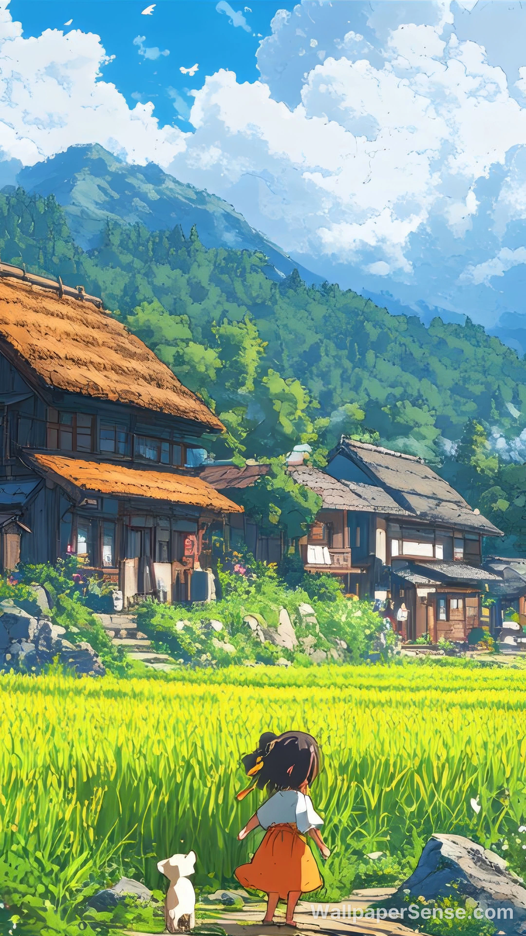 Japonský venkovský motiv 8K pro plochu