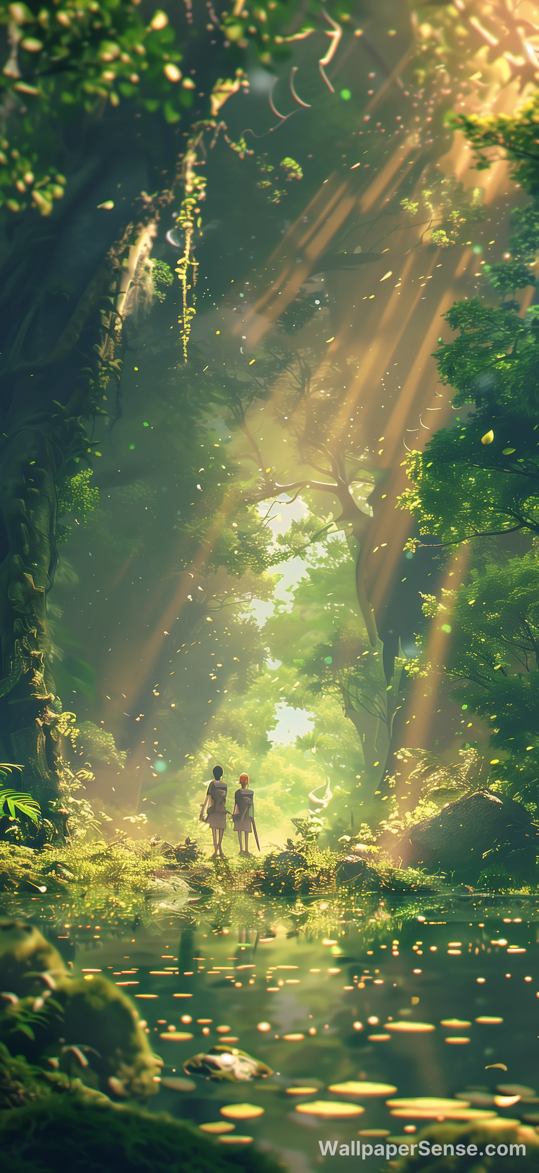 Anime-Style Forest Light and Shadow 8K Desktop Wallpaper