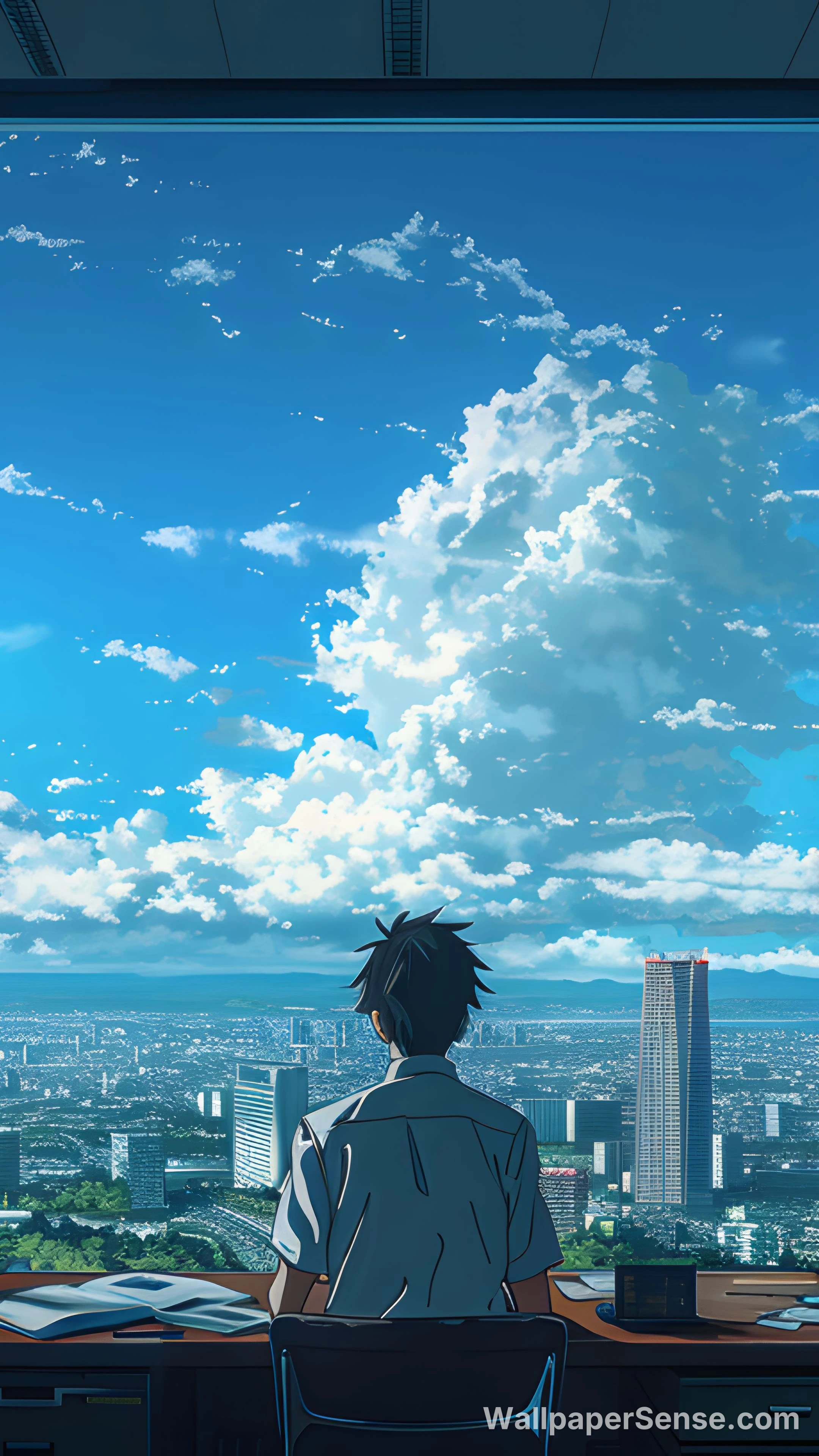 Paisaje urbano de anime 8K Ultra HD para teléfono