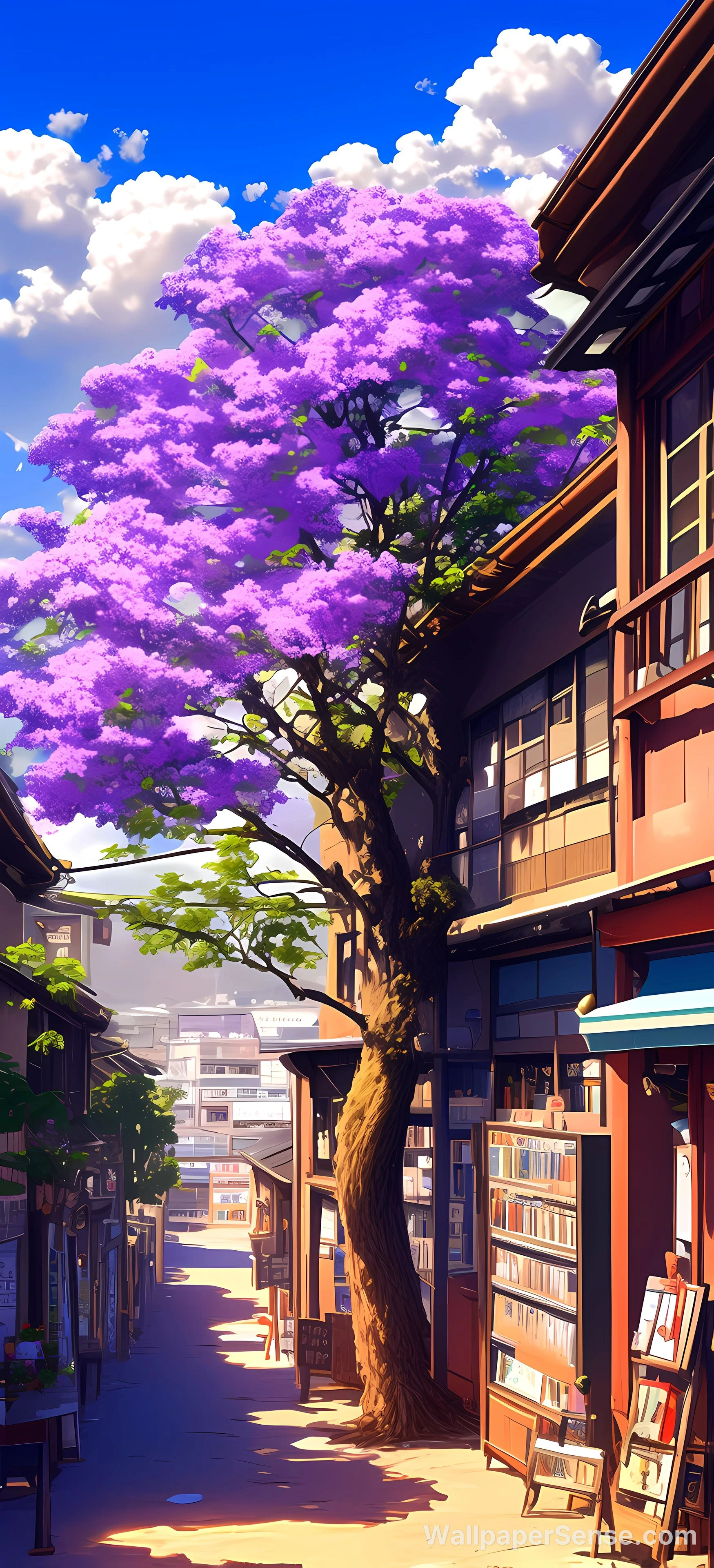 Japonská ulice s výhonky 8K ultra HD mobilní pozadí
