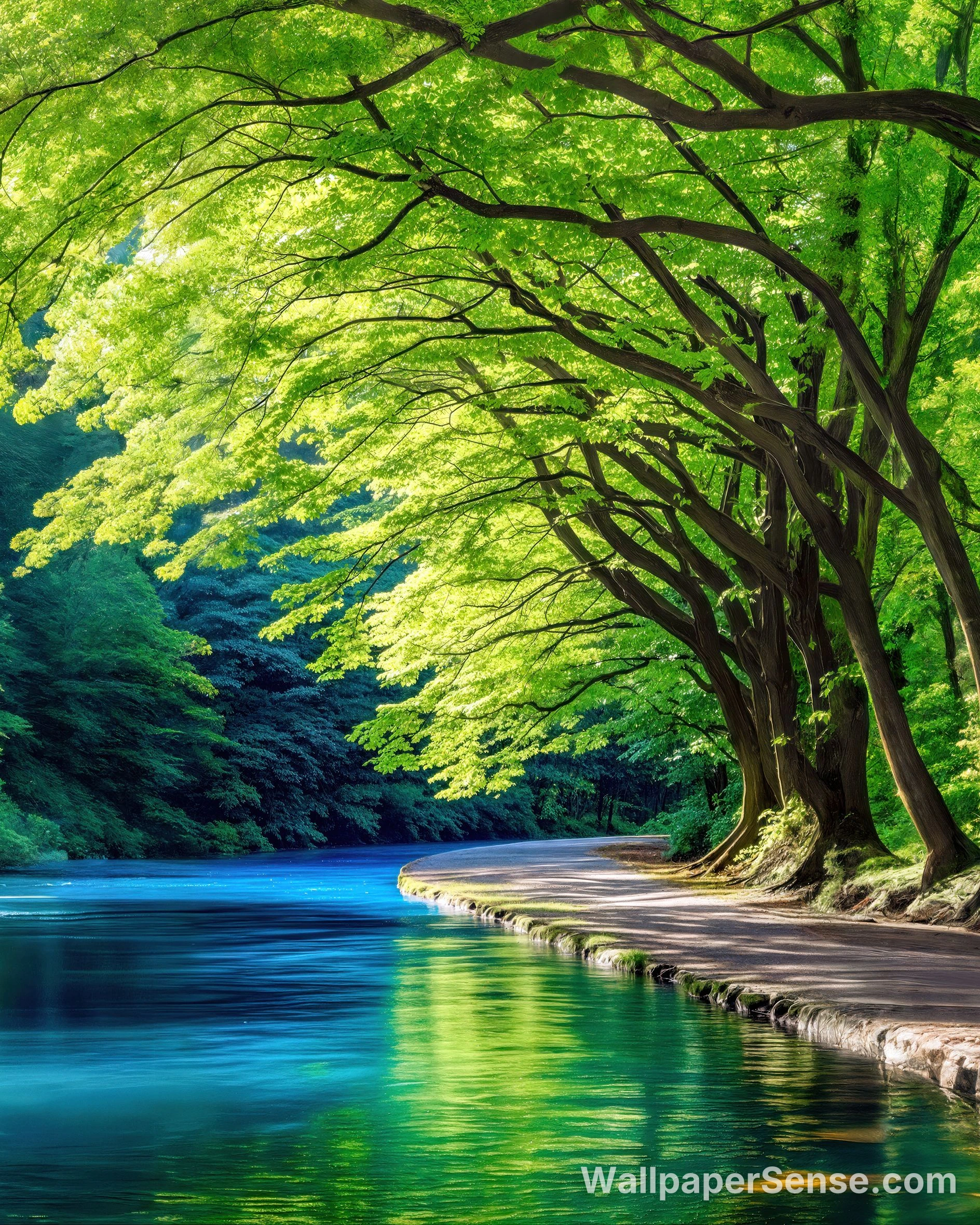 Paisagem de Rio Florestal Japonês 4K para Celular - Premium wallpaper in 1888x2360 resolution