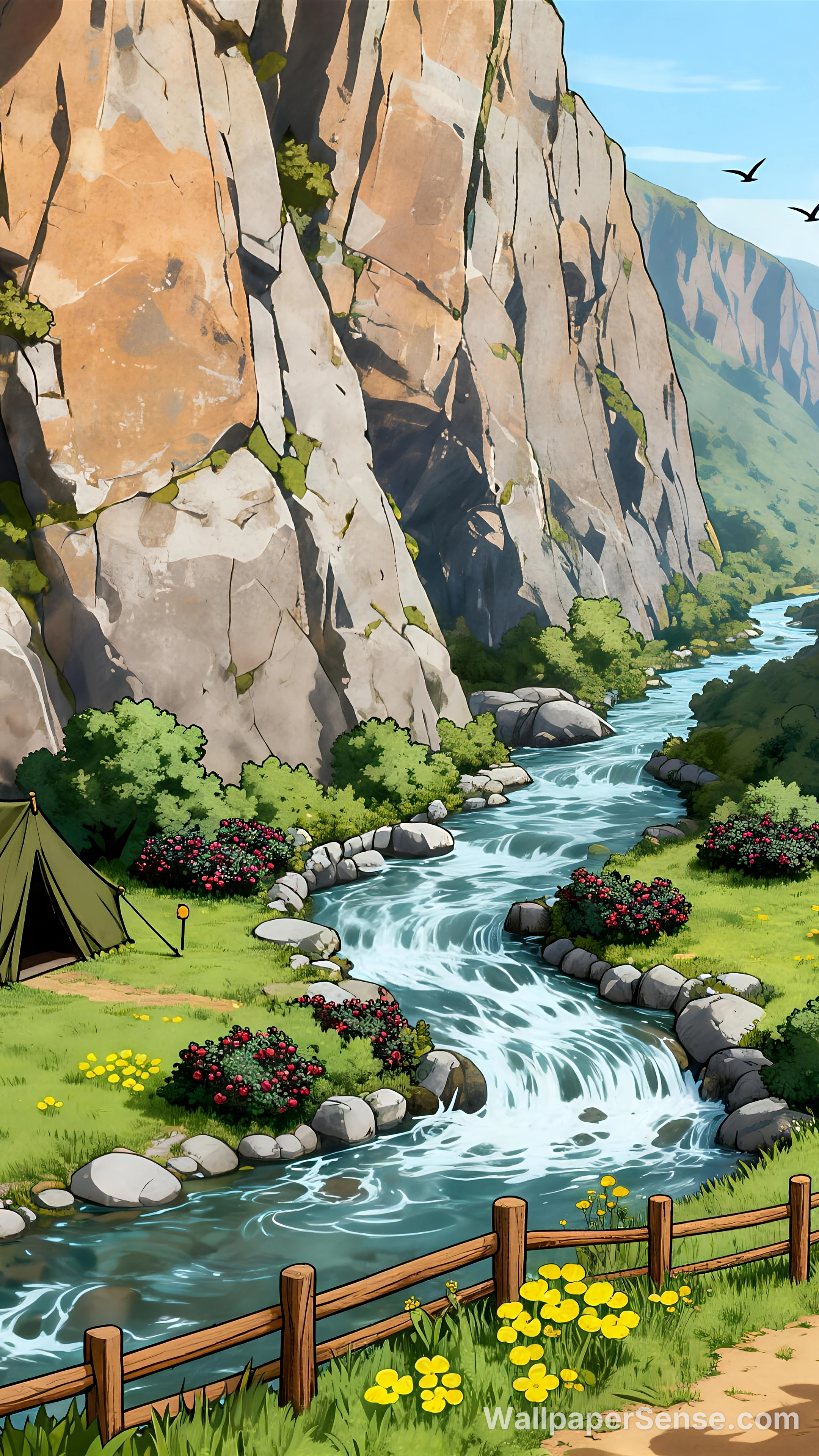 Japanese Anime Canyon Stream 4K Desktop Wallpaper