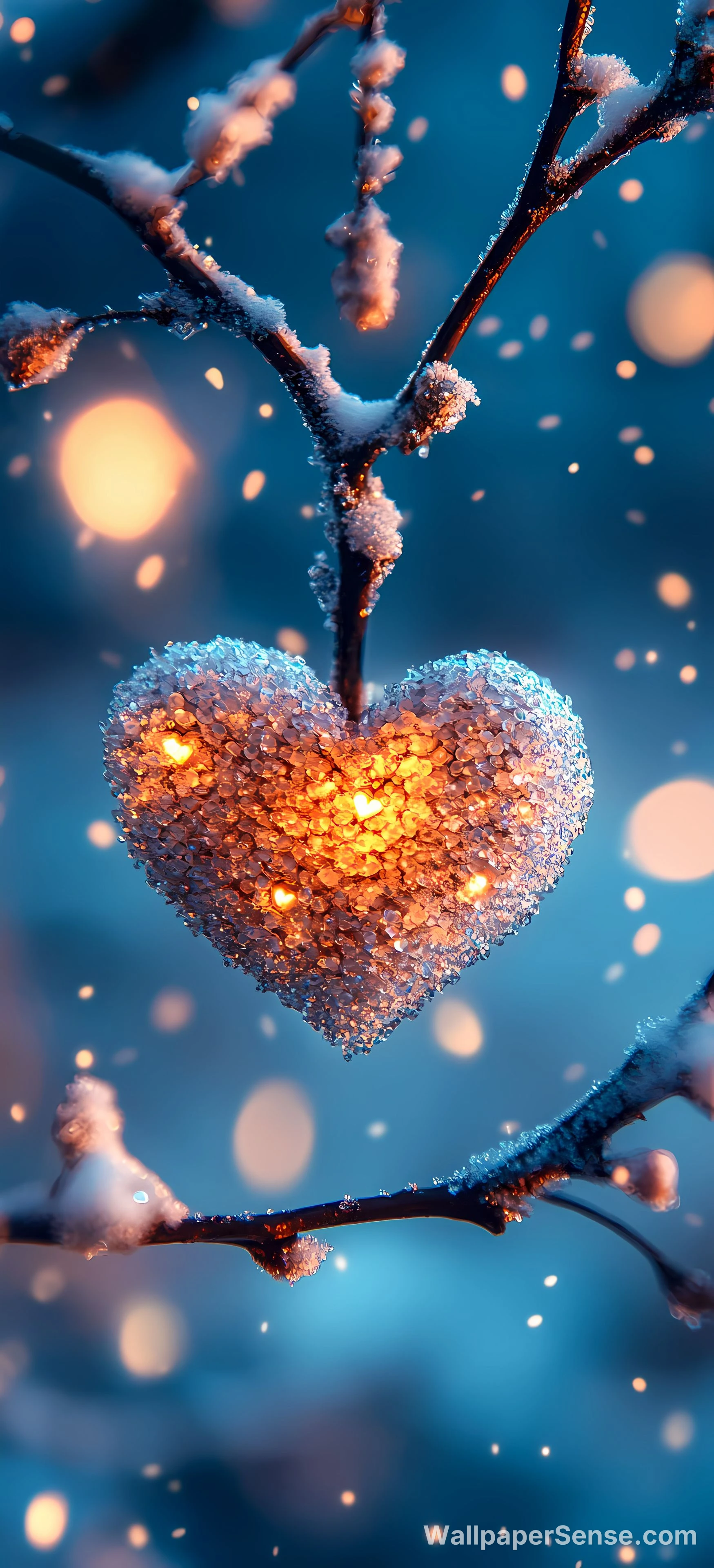Winter Heart Glow 8K Ultra HD Phone Wallpaper
