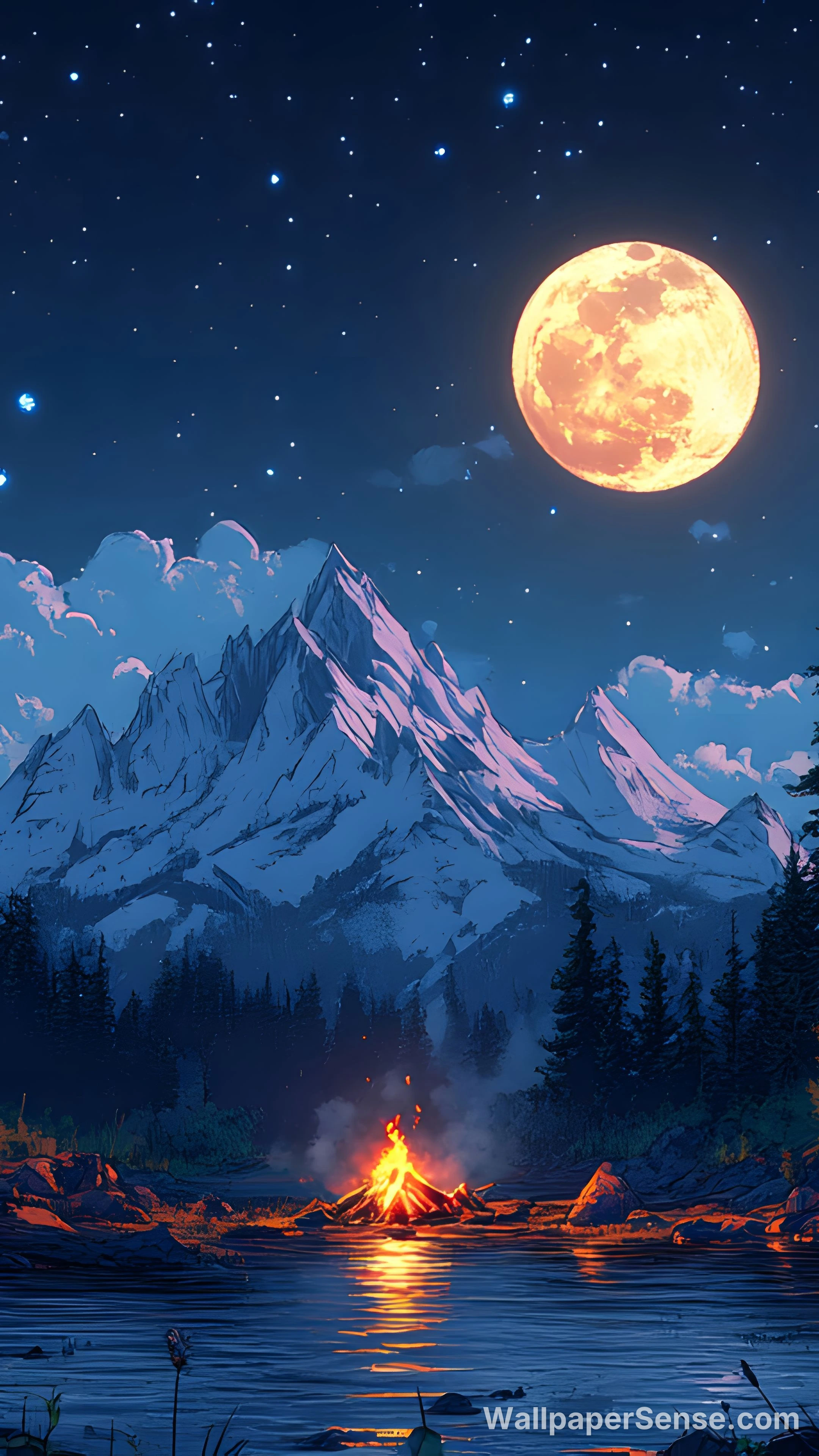 Montanhas Lunares com Arte Oriental 8K Ultra HD Wallpaper para Celular