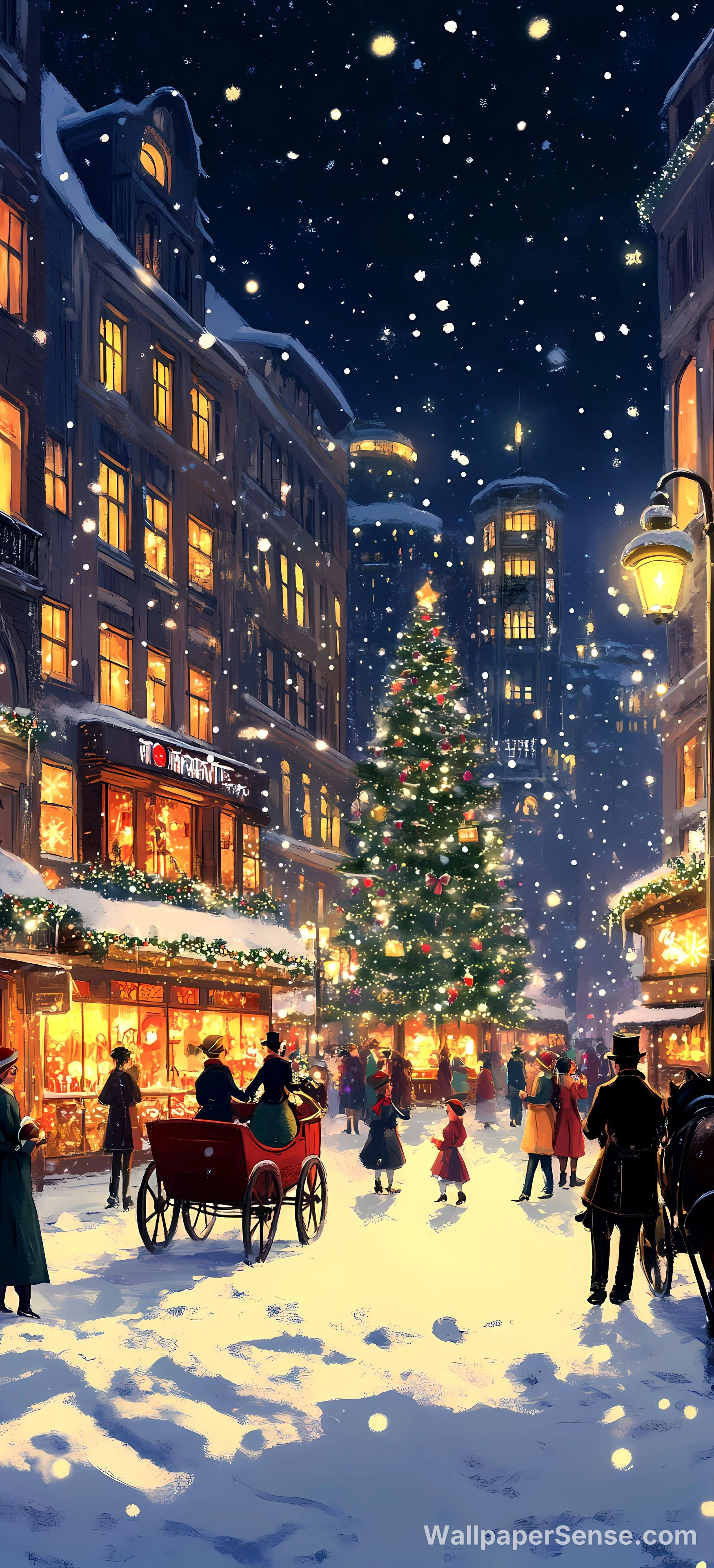 冬日圣诞街景 8K 超高清手机壁纸 - Free wallpaper in 2944x6464 resolution