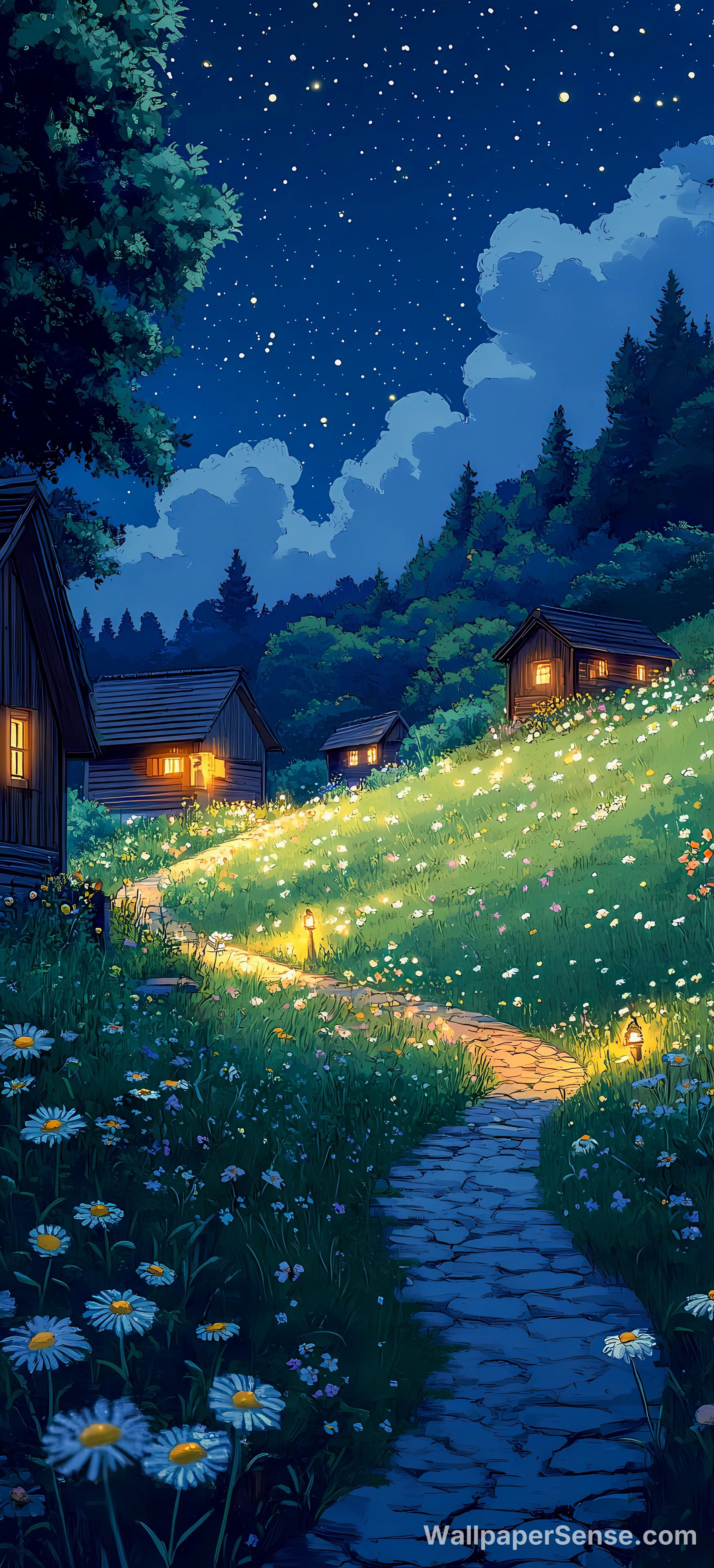 日式山村夜景 8K 超高清手机壁纸