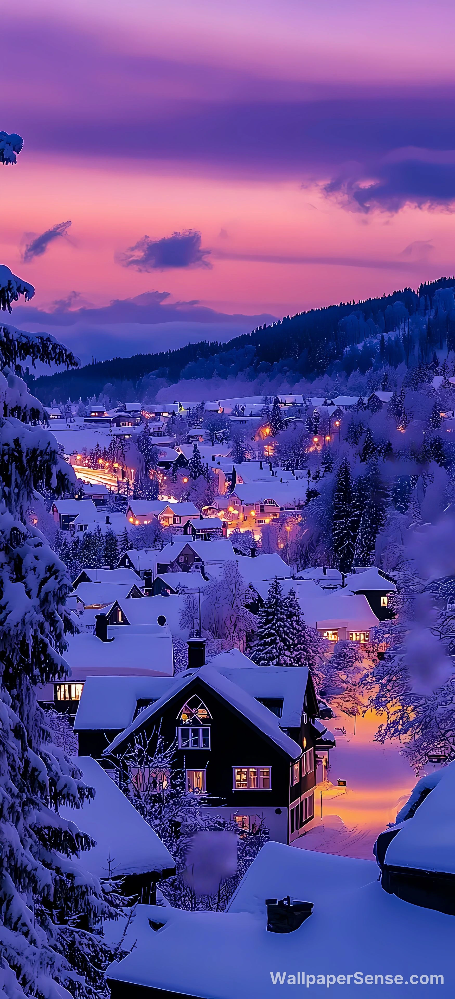 Village d'hiver des Alpes 8K Ultra HD Wallpaper pour téléphone