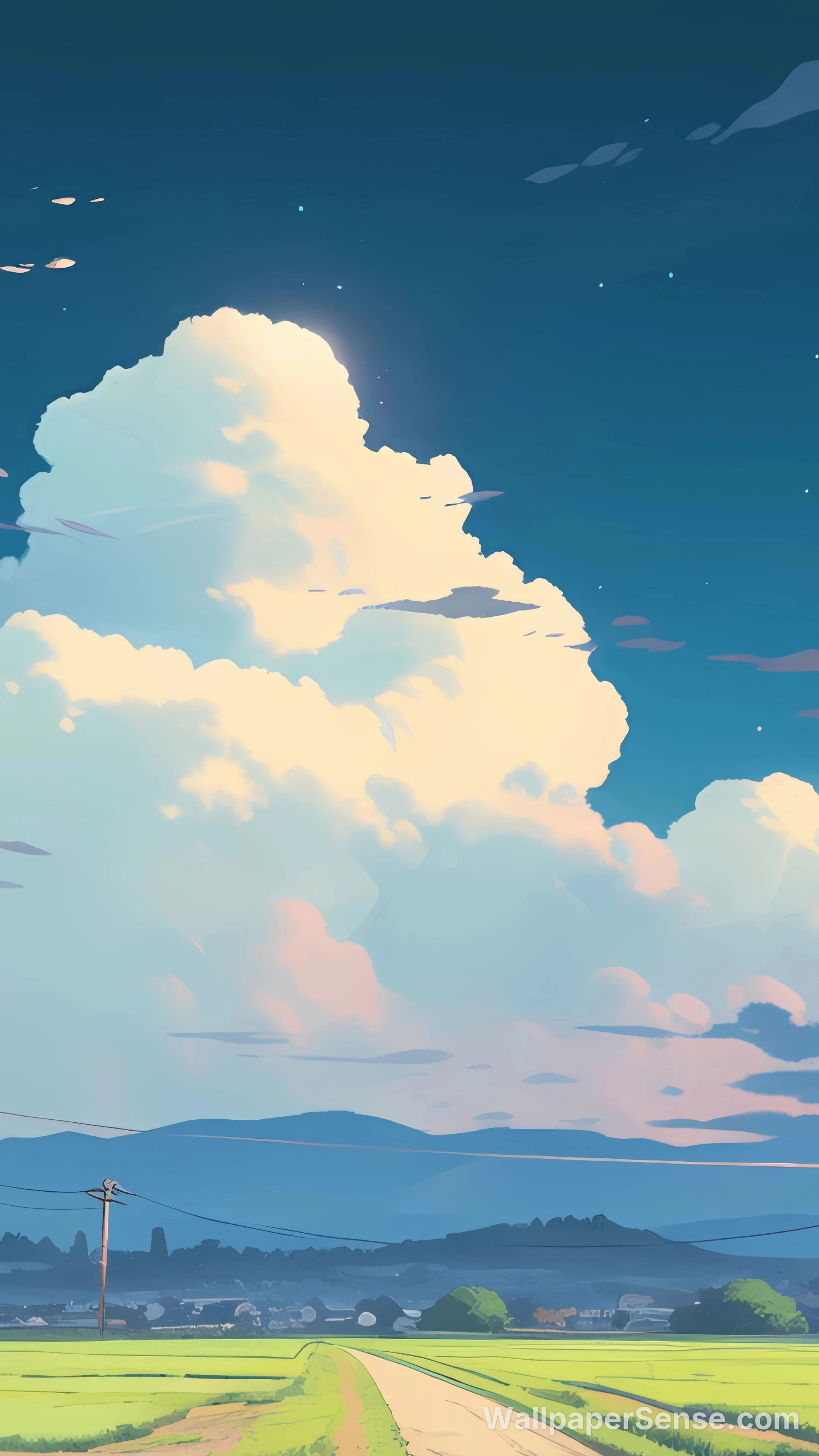 Studio Ghibli Style Vesnická cesta 8K Ultra HD mobilní pozadí