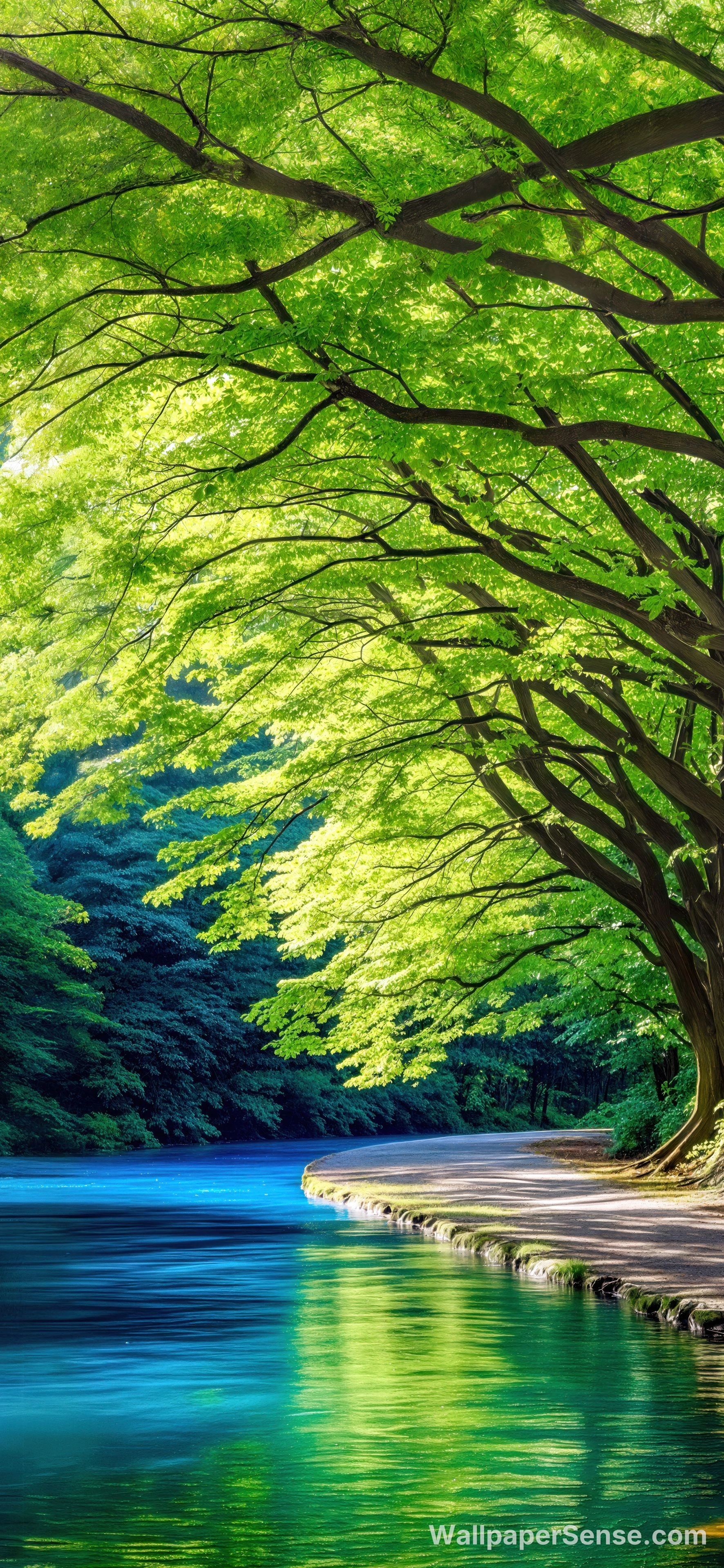 Paisagem de Rio Florestal Japonês 8K Ultra HD para Celular - Premium wallpaper in 2835x6144 resolution