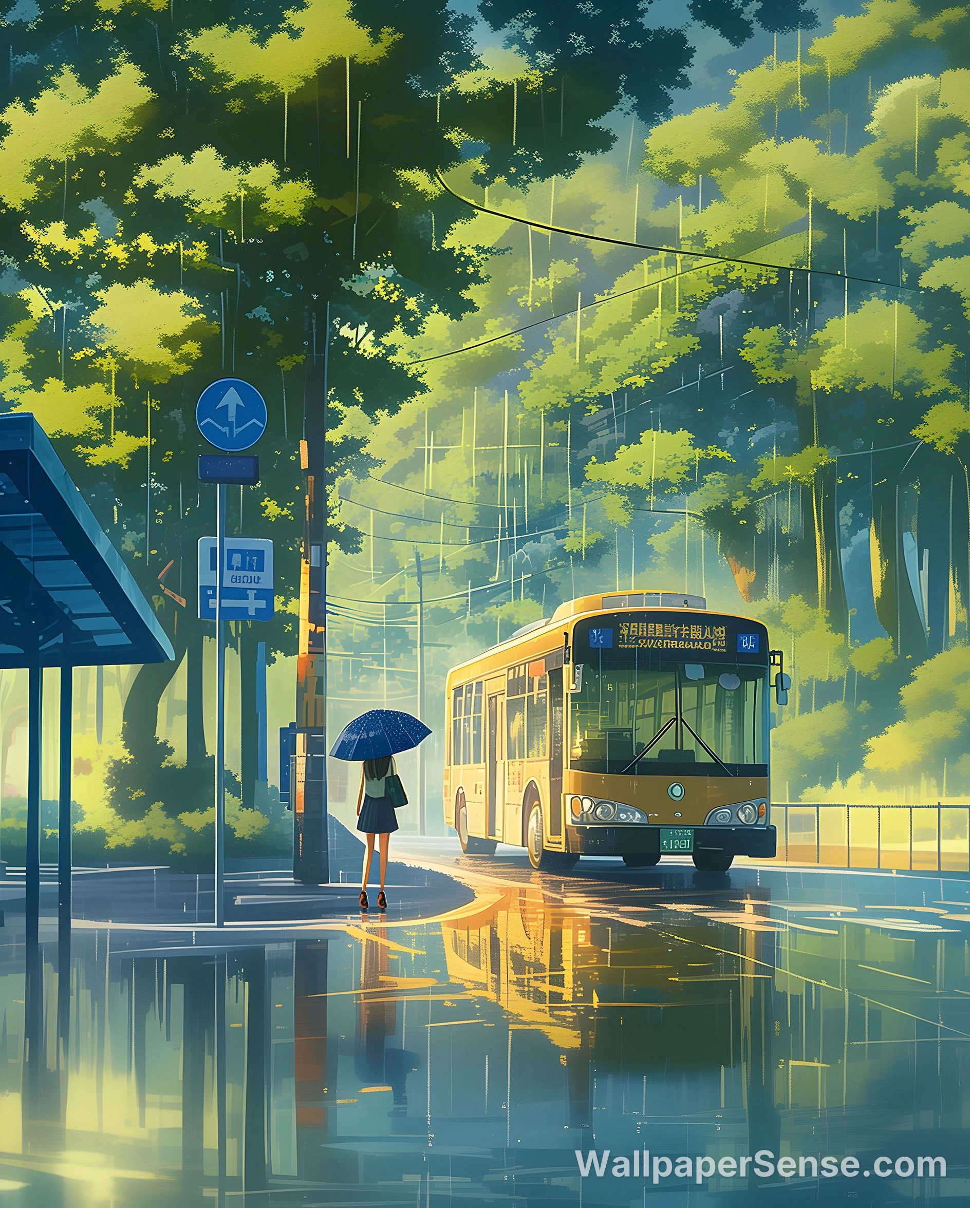 Anime Regenstraat 4K Telefoonachtergrond