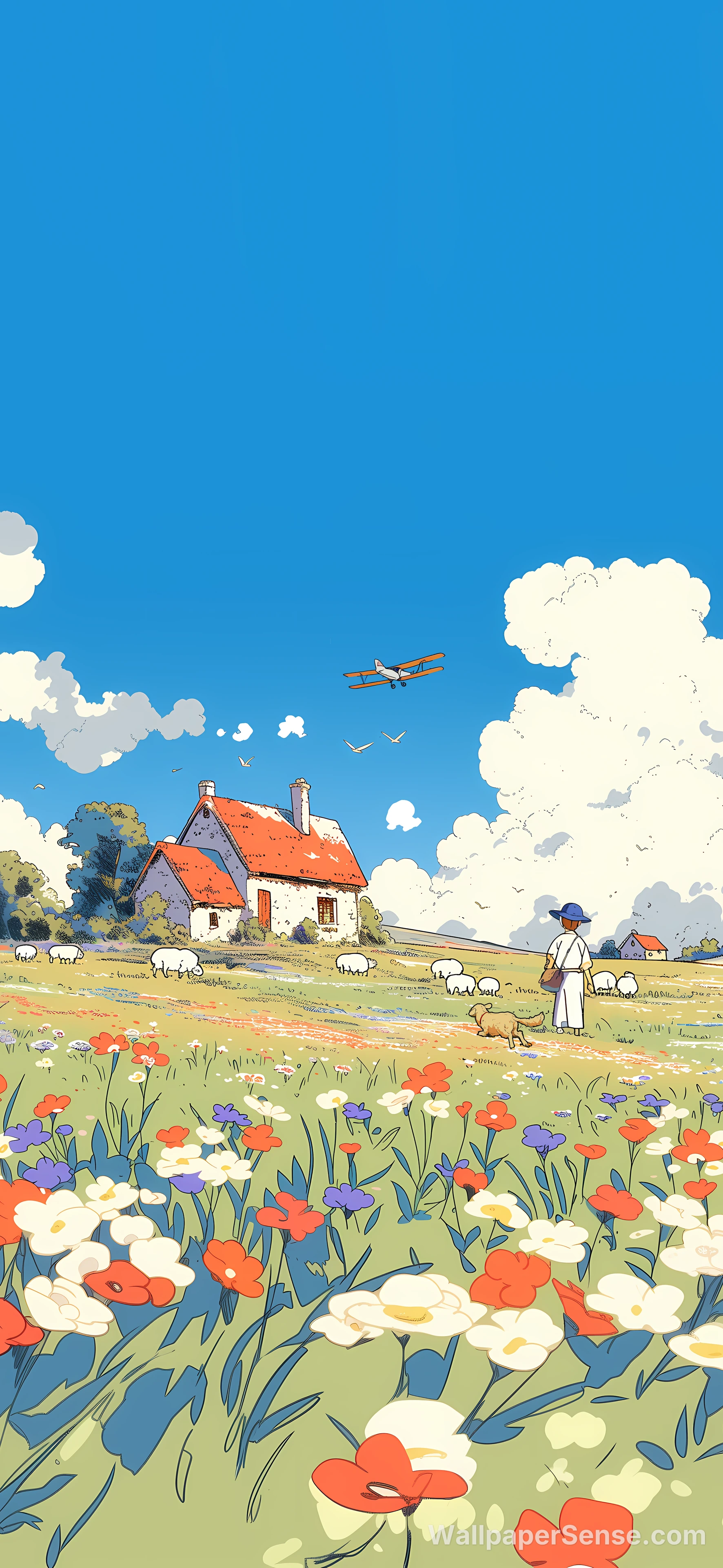 Anime Pastoral Meadow 8K Ultra HD Phone Wallpaper