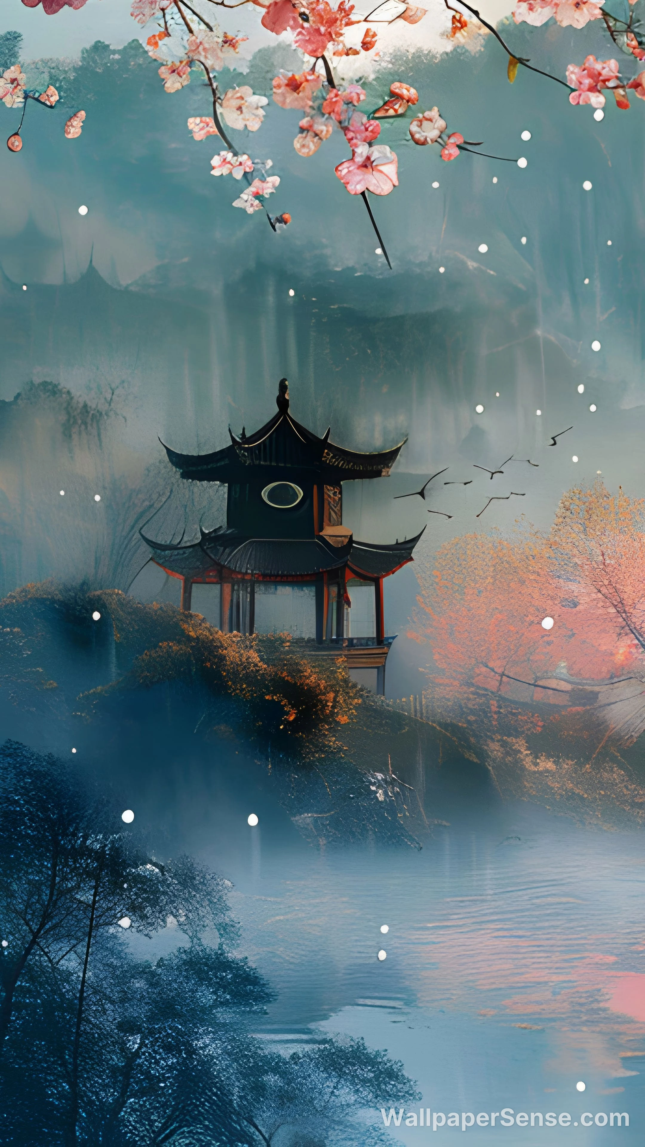 Chinese Style Cherry Blossom Pavilion 8K Ultra HD Desktop Wallpaper