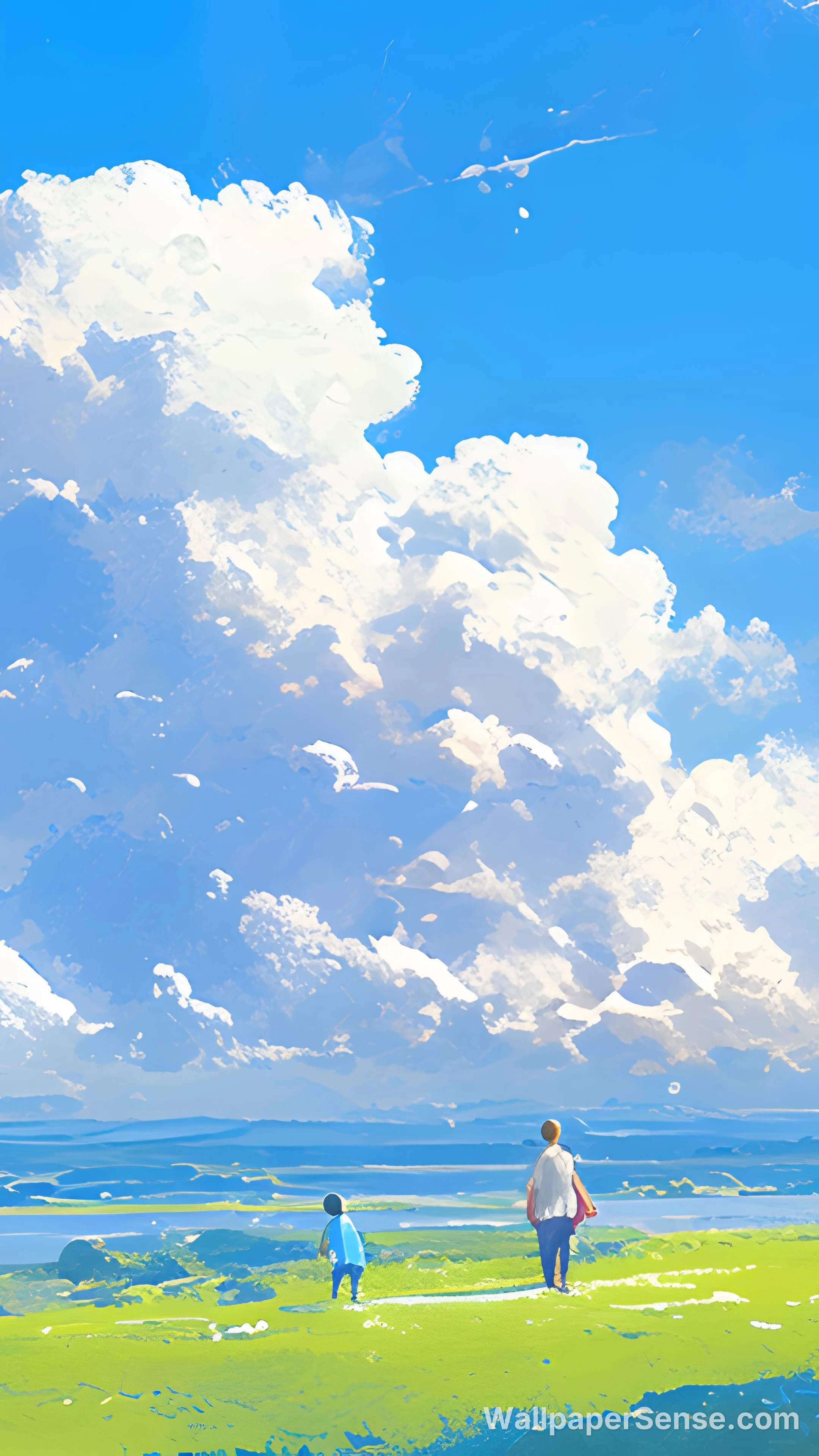 Studio Ghibli styl nebe a oblaka 8K Ultra HD mobilní pozadí