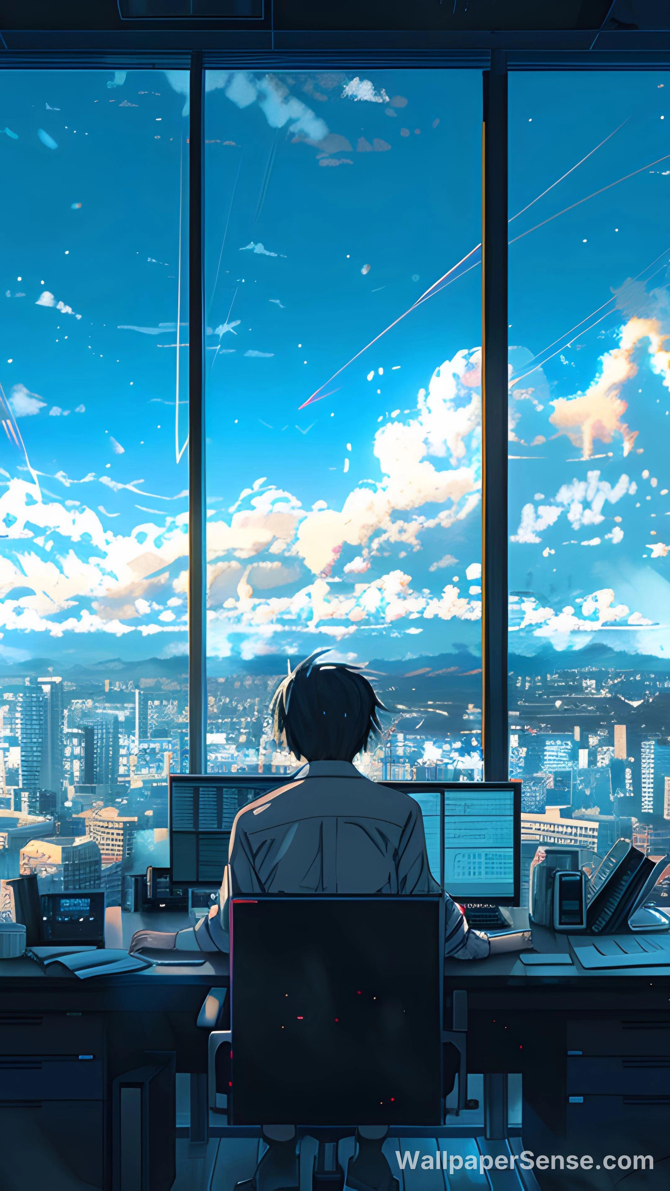 Vista de ciudad anime 8K Ultra HD para teléfono