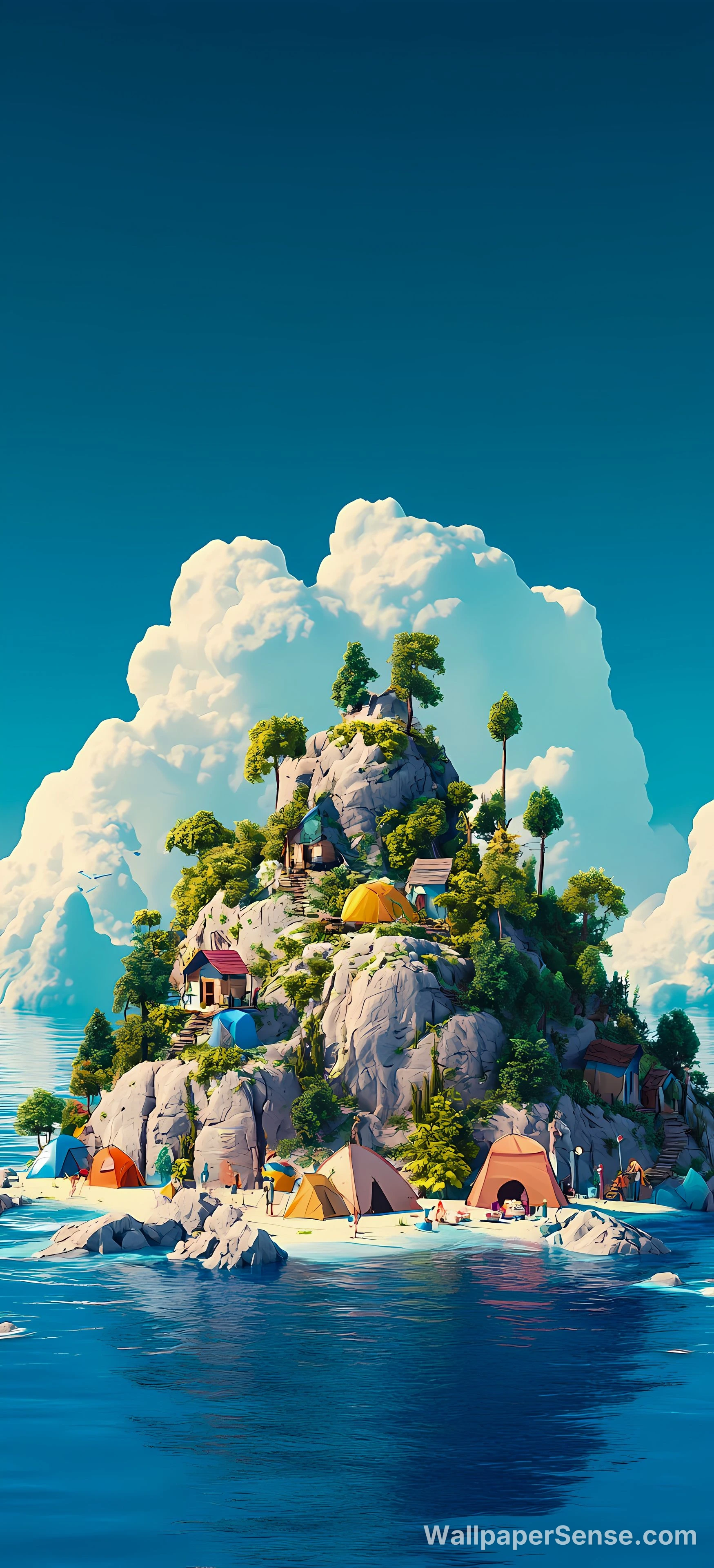 Cartoon Island Paradise 8K Ultra HD Puhelimen Taustakuva