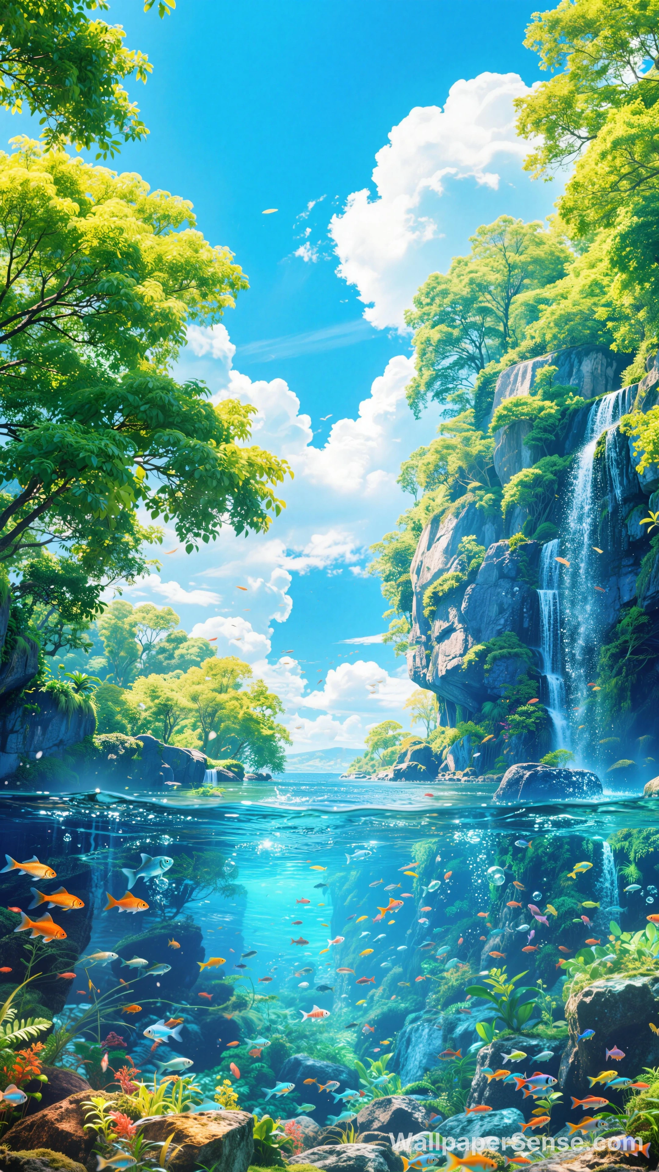 Cachoeira Florestal Encantada 8K – Papel de Parede para Desktop - Premium wallpaper in 2978x5294 resolution