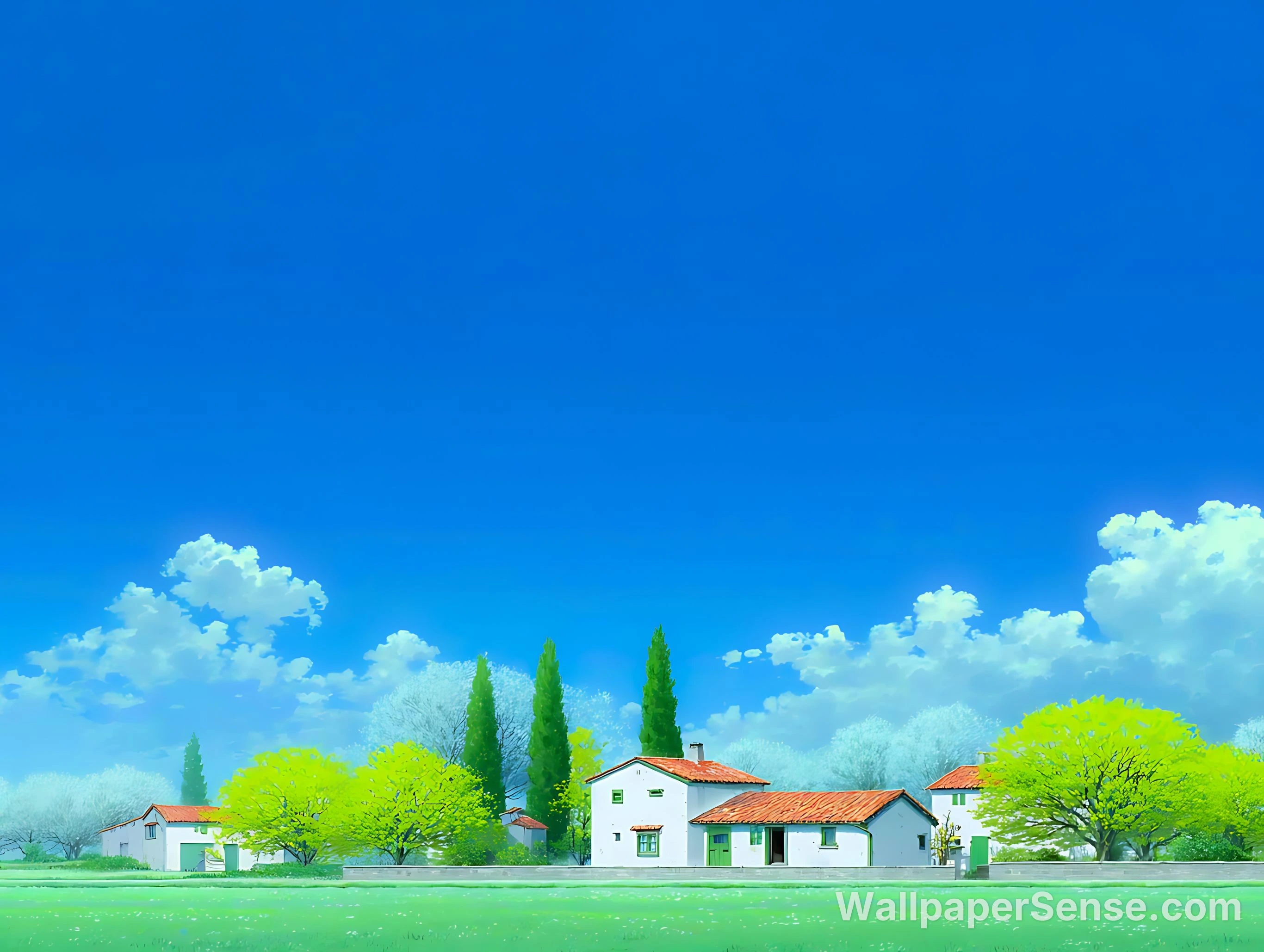 Anime Style Countryside House 4K Desktop Wallpaper
