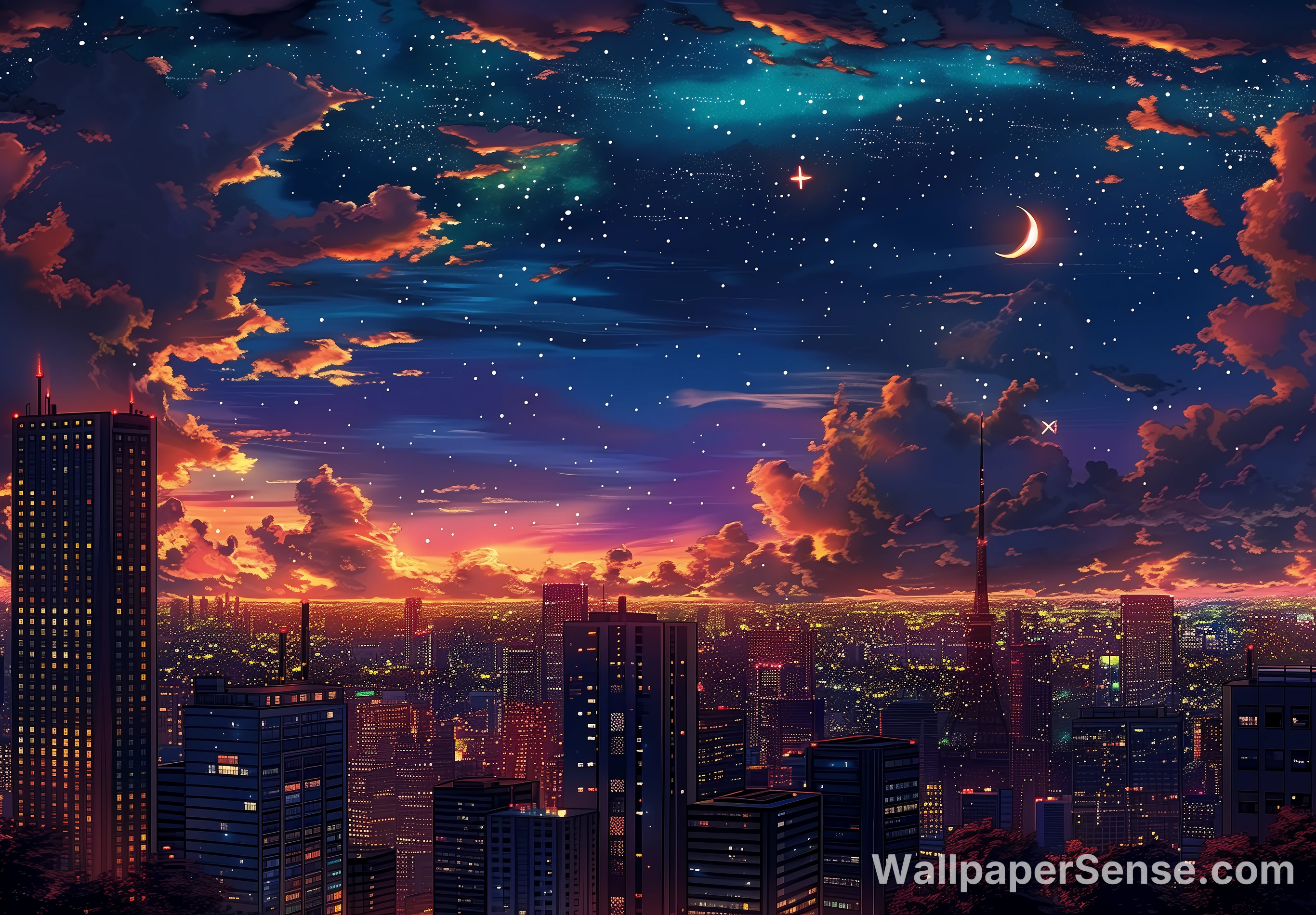 Cyber City Night Scene 8K Ultra HD Desktop Wallpaper