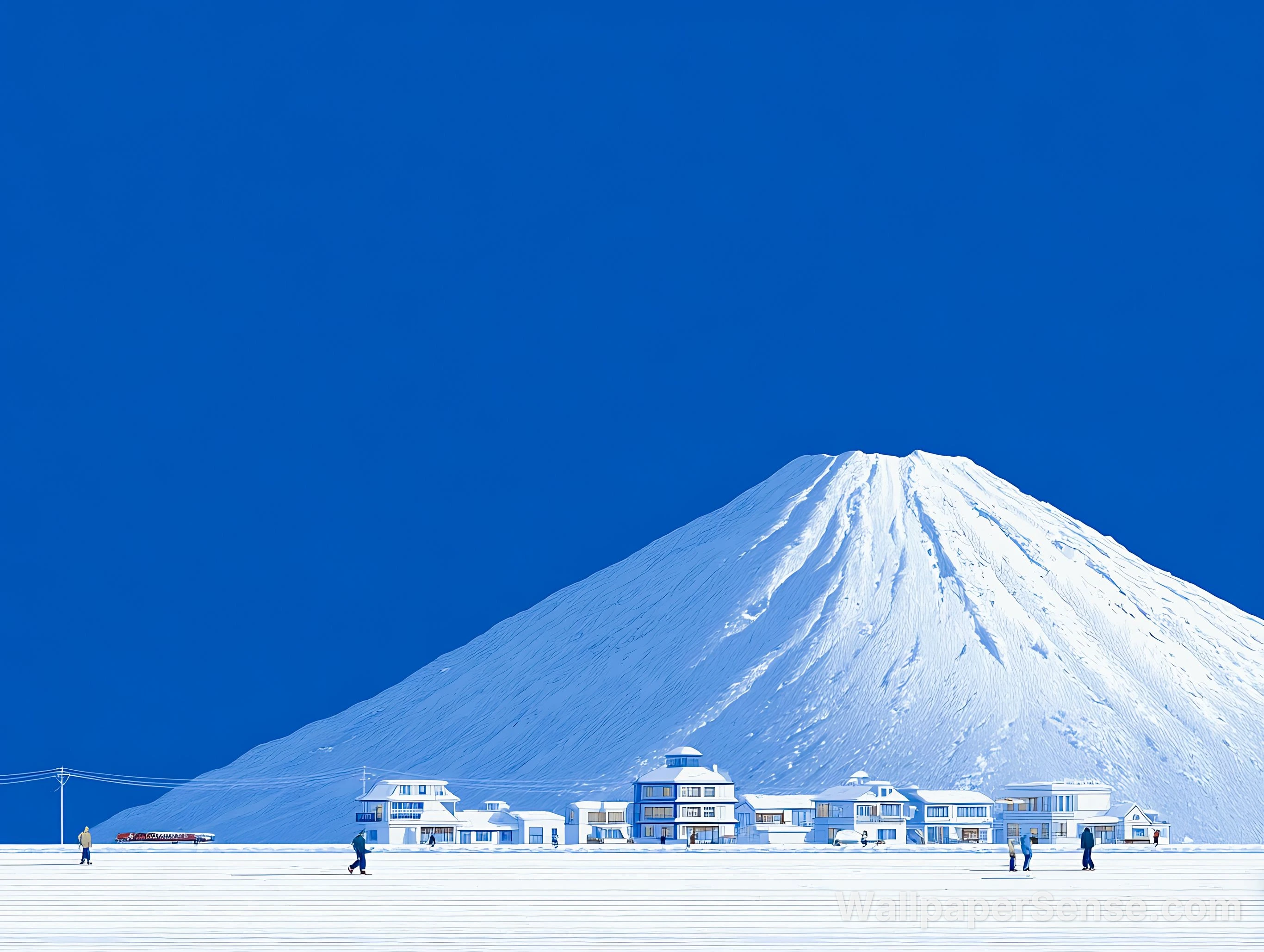 日本富士山冬日景观 4K 桌面壁纸