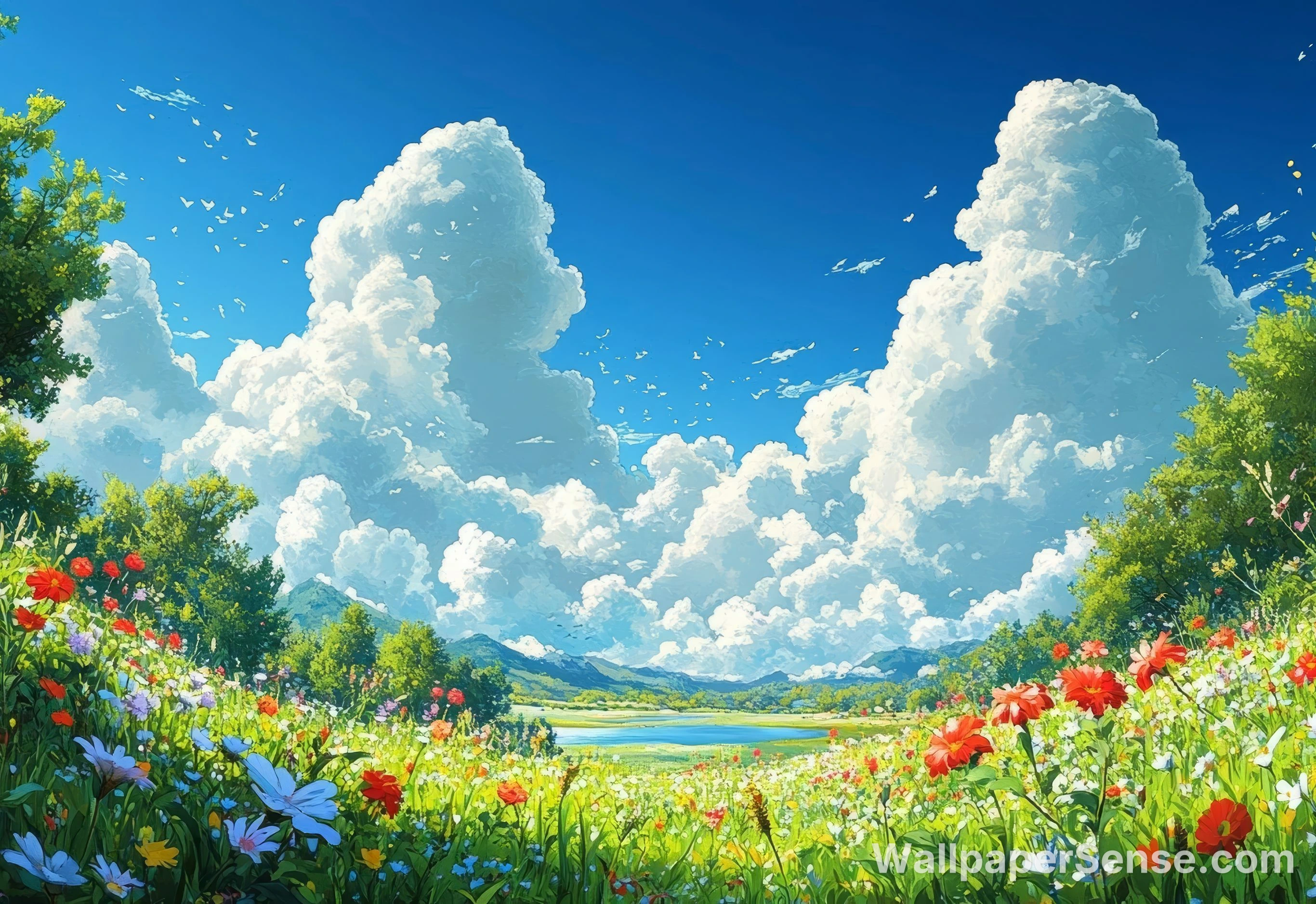Ghibli Healing 4K Wallpaper Pack - Japanese Anime Flower Field 8K Ultra HD Desktop Wallpaper