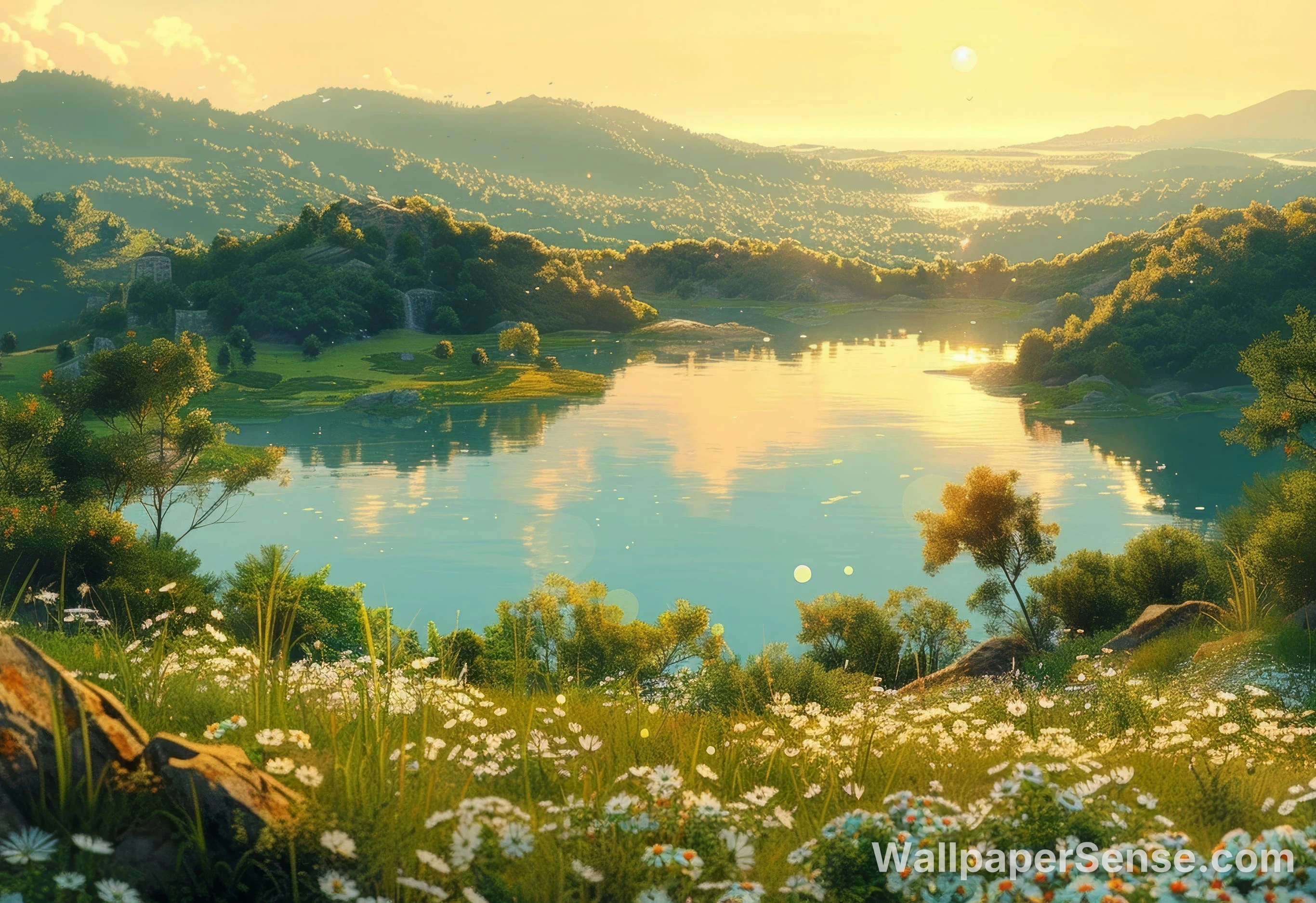 Orientální umění jezerní krajina 8K Ultra HD stěnka