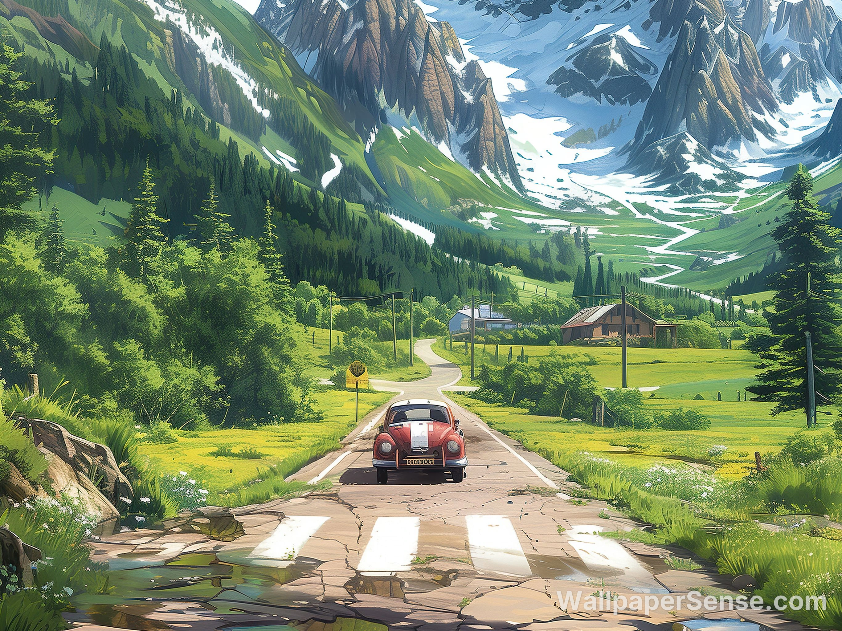 Anime Alpenwegreis 4K Desktop Wallpaper