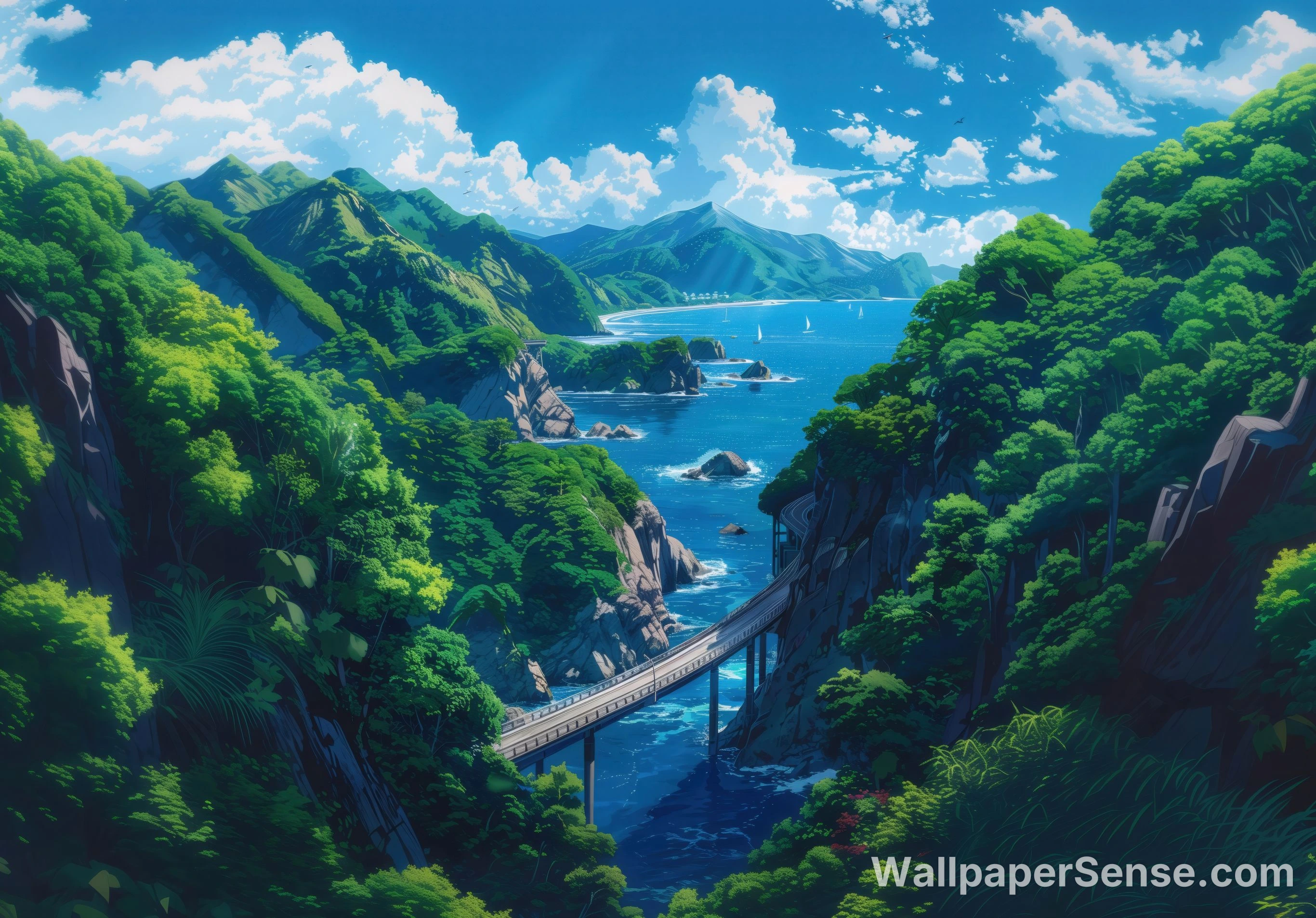 Japanese Coastal Bridge 8K Ultra HD Desktop Wallpaper