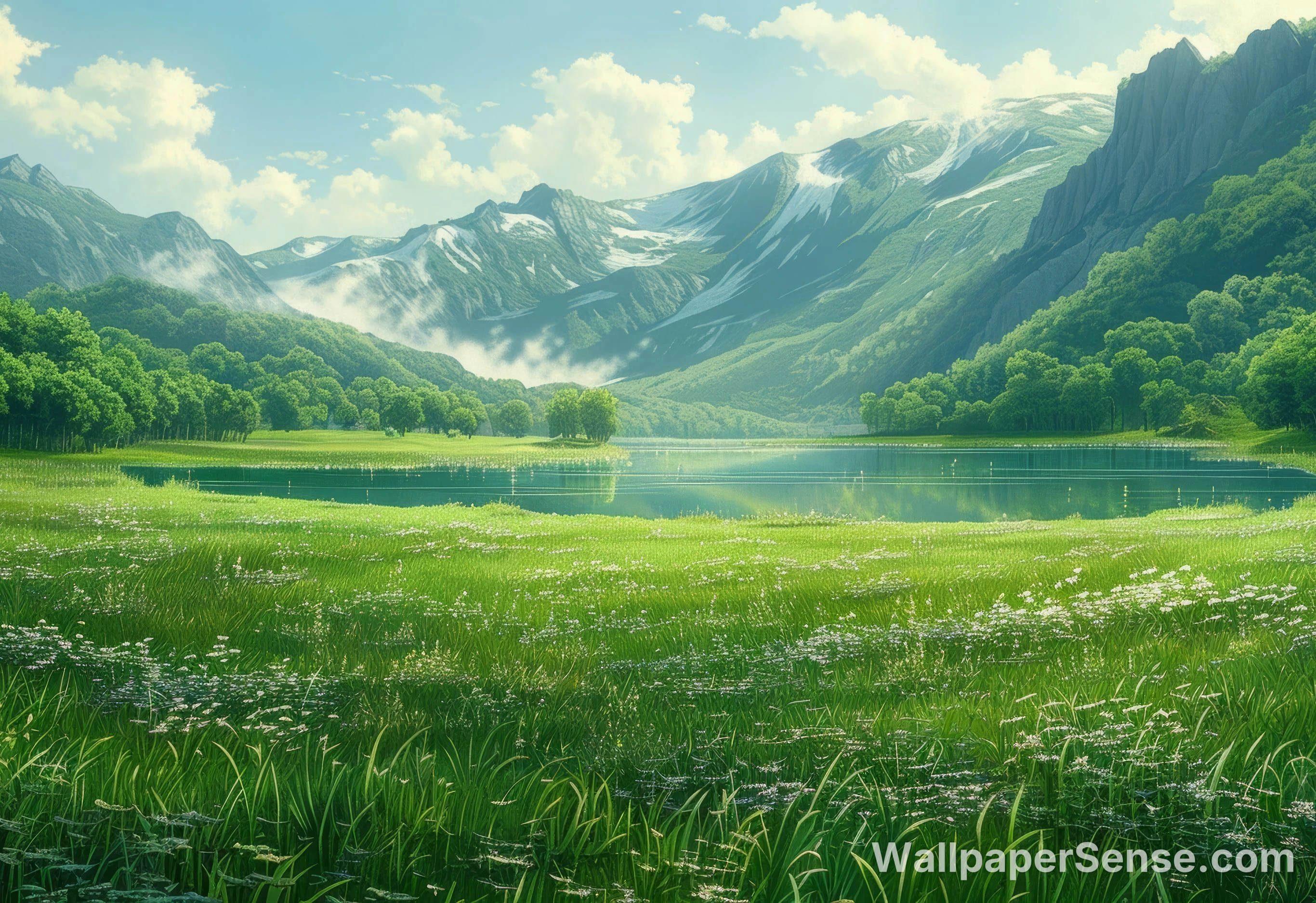 Japanse Alpenmeer 8K Ultra HD Desktop Wallpaper